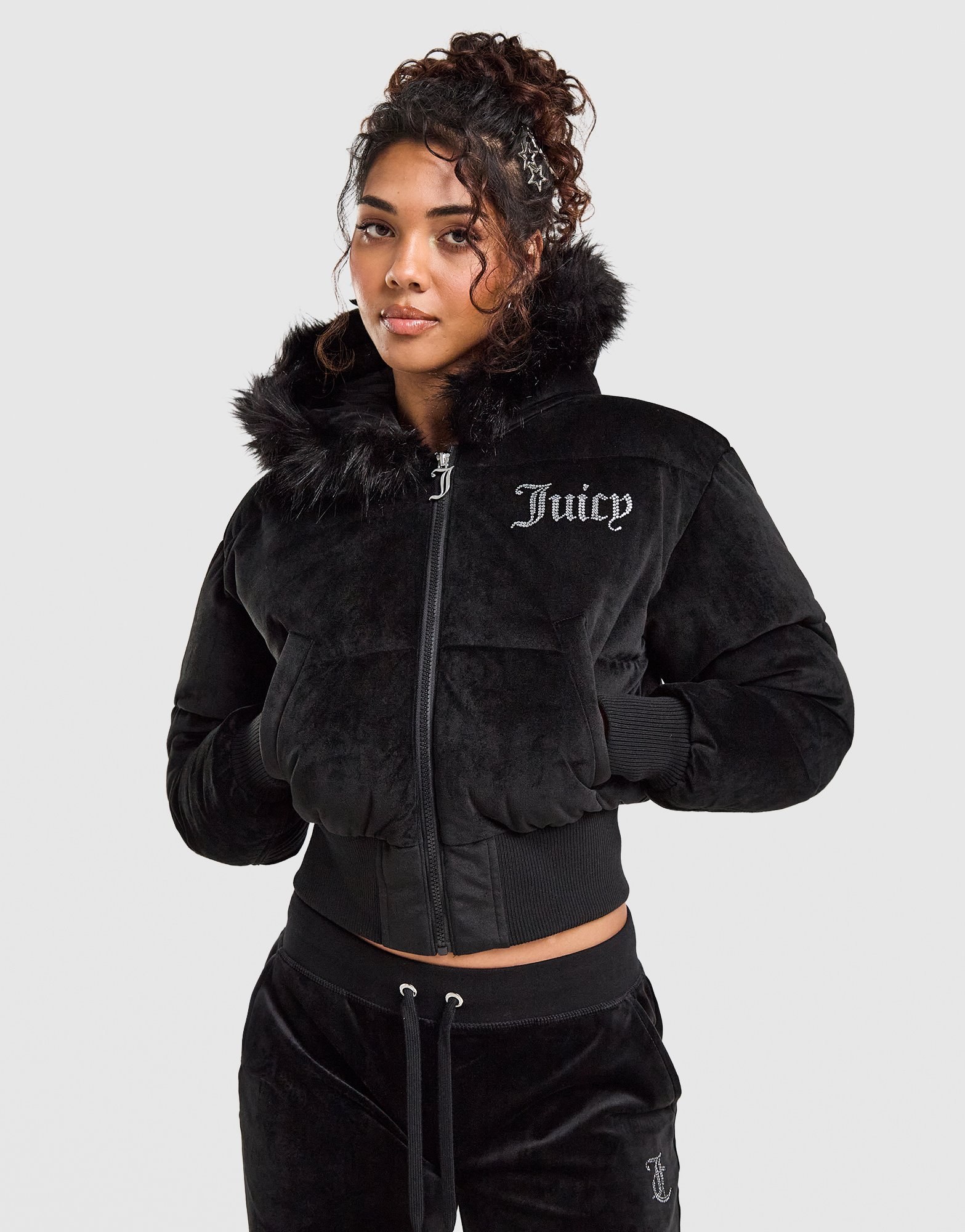 JUICY COUTURE Diamante Velour Padded Jacke