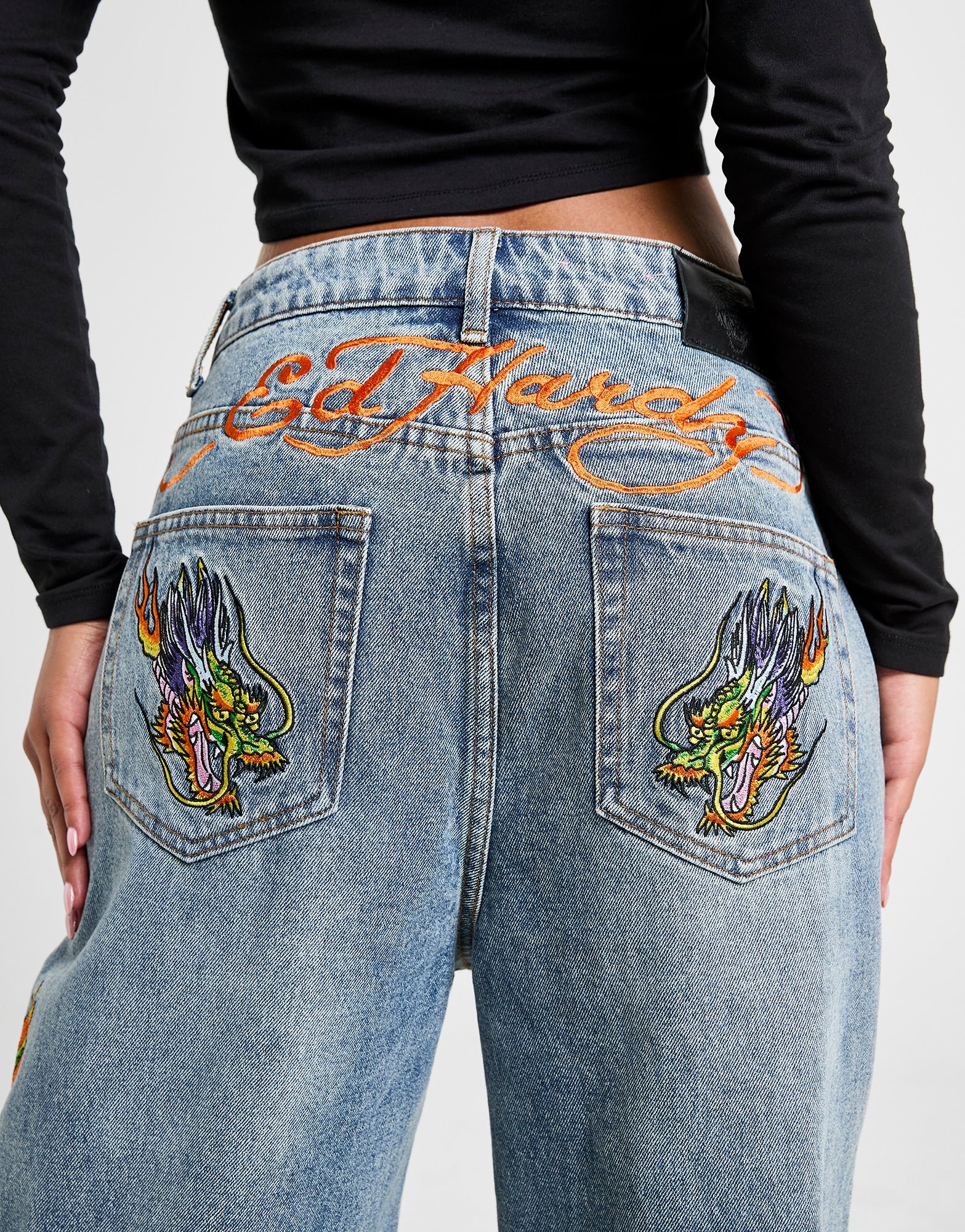 Ed Hardy Crawling Dragon Relaxed Jeans Damen