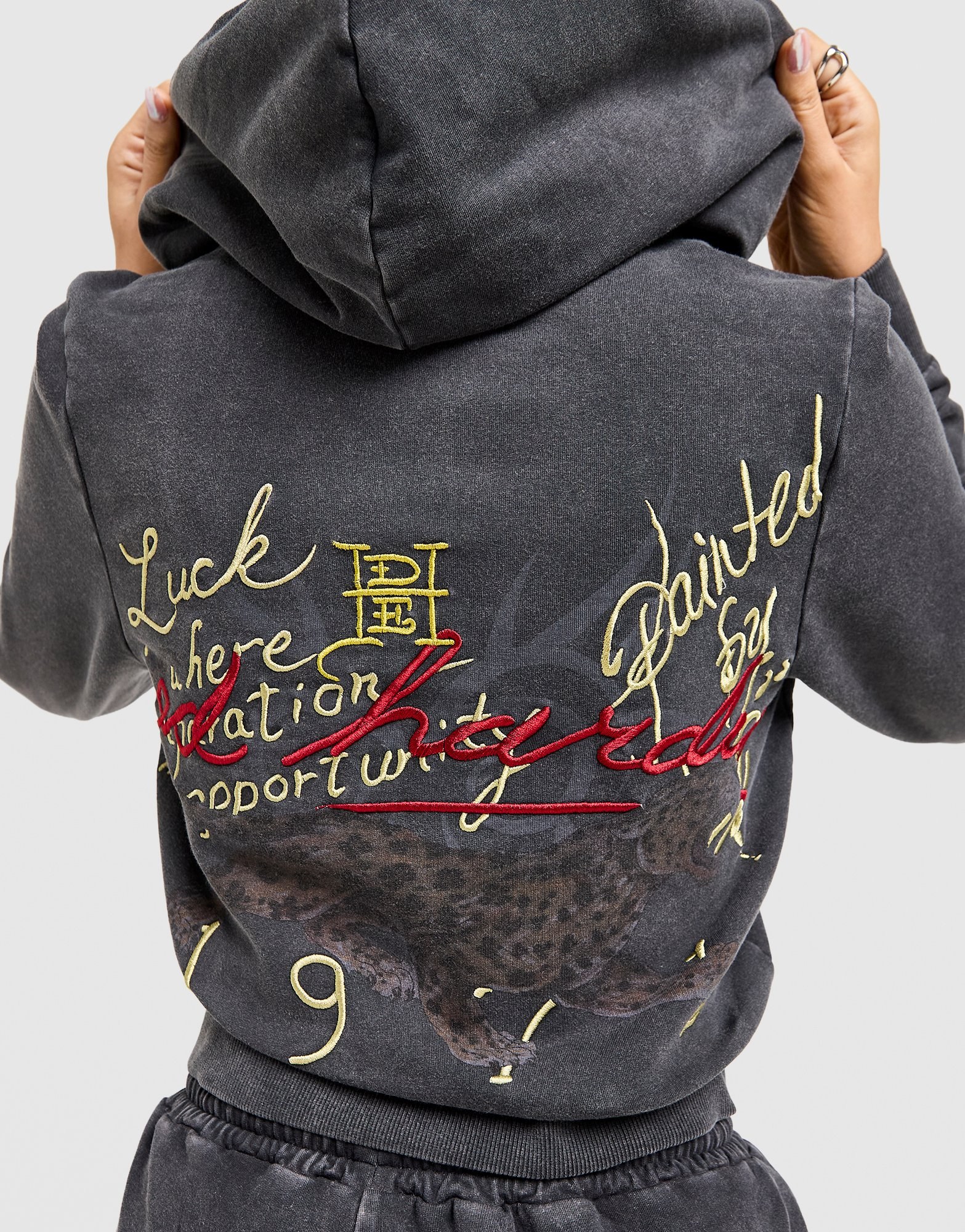 Ed Hardy Flame Tiger Crop Full Zip Hoodie Damen