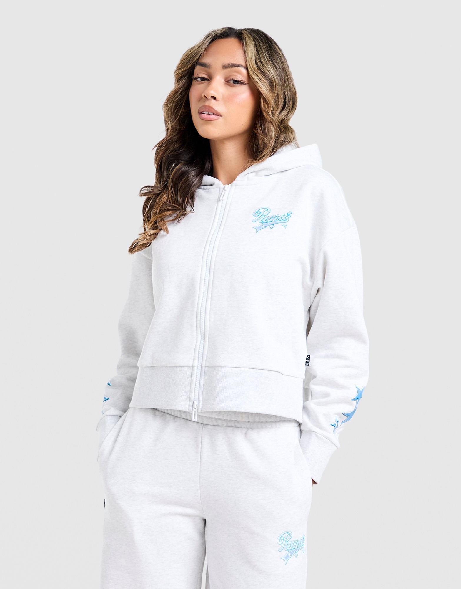 PUMA Hoops Crop Full Zip Hoodie Damen