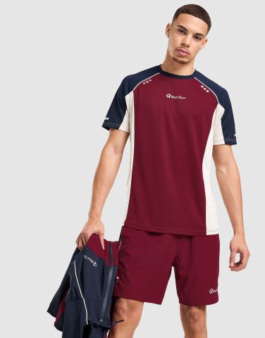 Red Run Activewear Crimson Wave Panel Sport Shorts