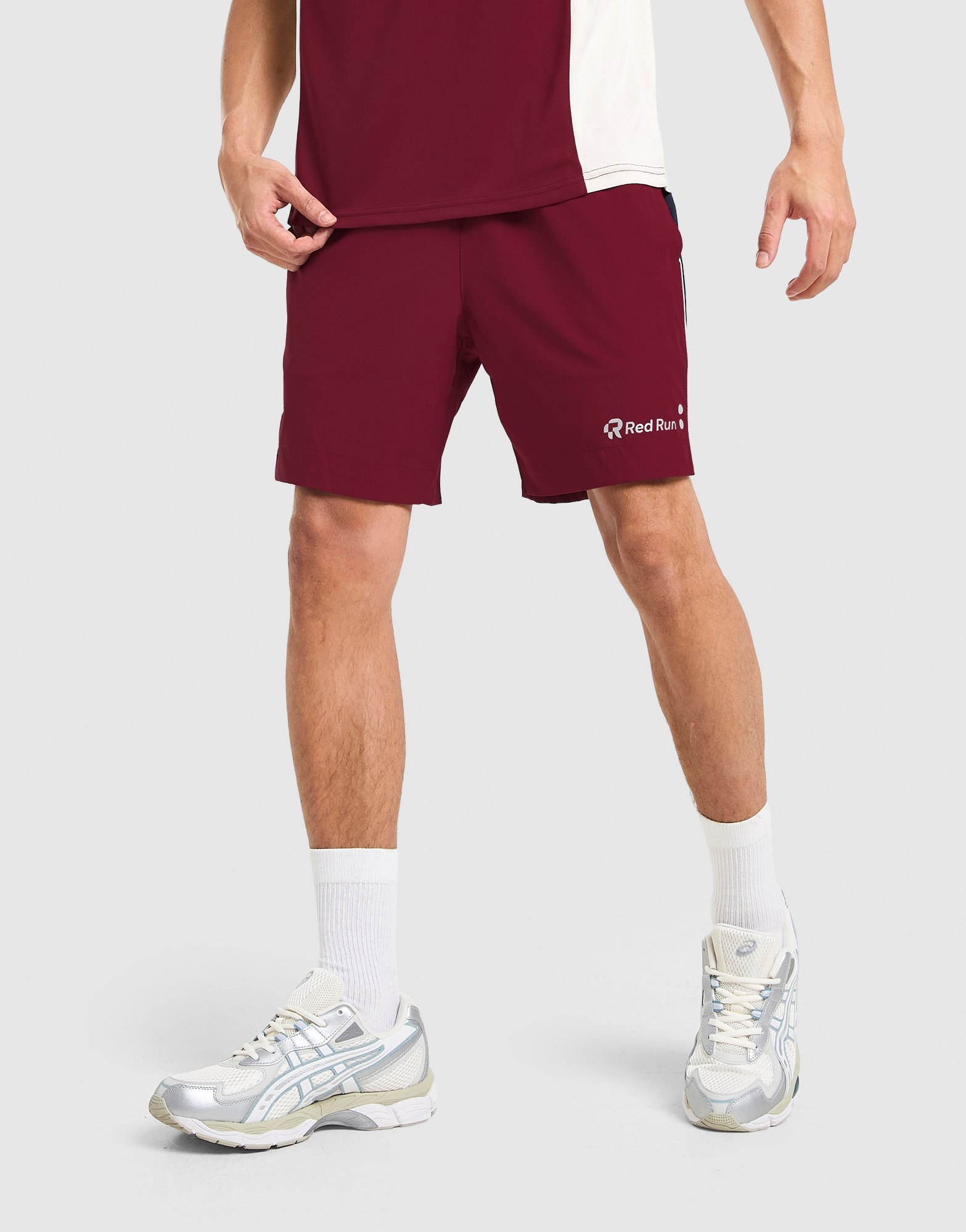 Red Run Activewear Crimson Wave Panel Sport Shorts