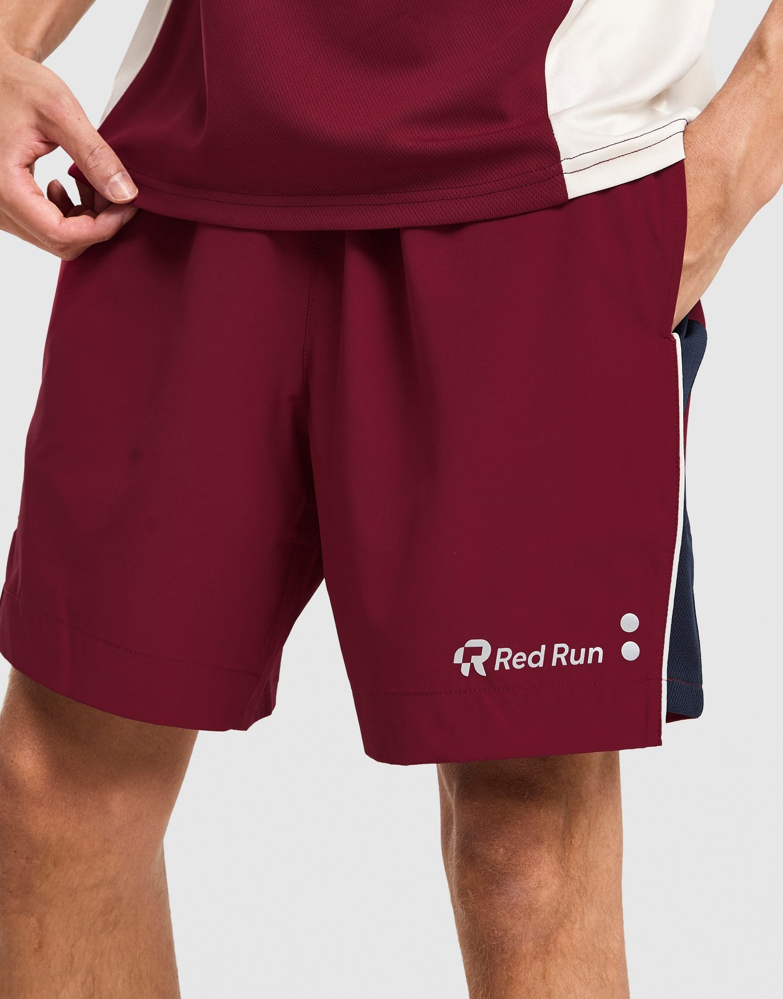 Red Run Activewear Crimson Wave Panel Sport Shorts