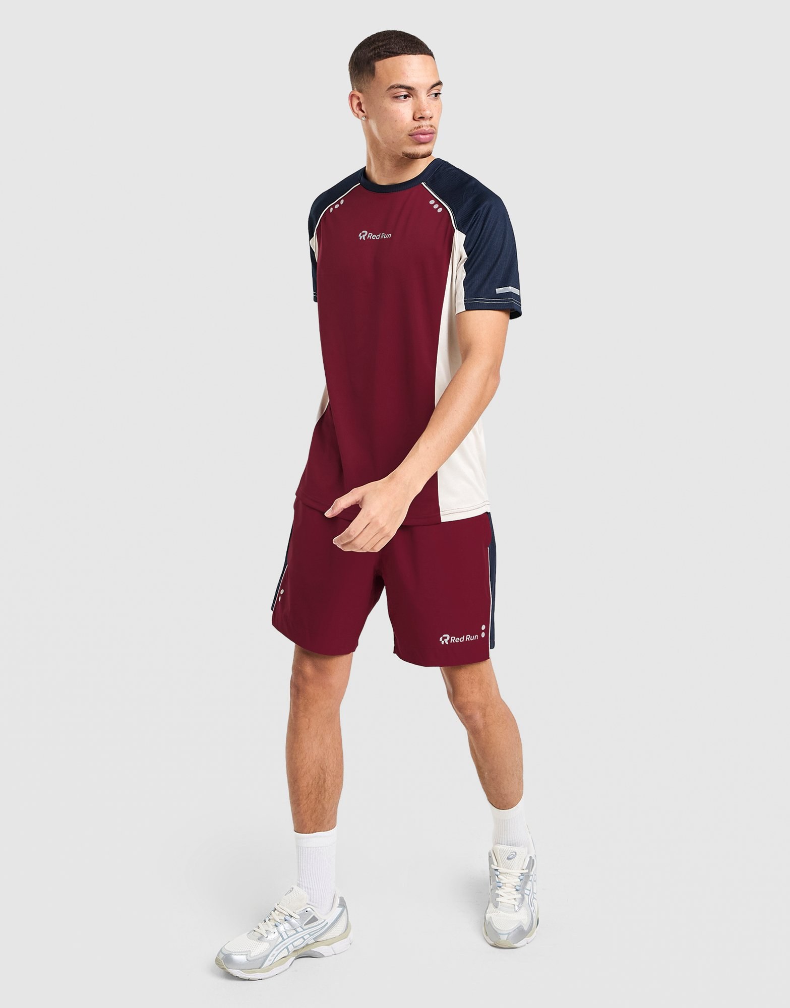 Red Run Activewear Crimson Wave Panel Sport Shorts