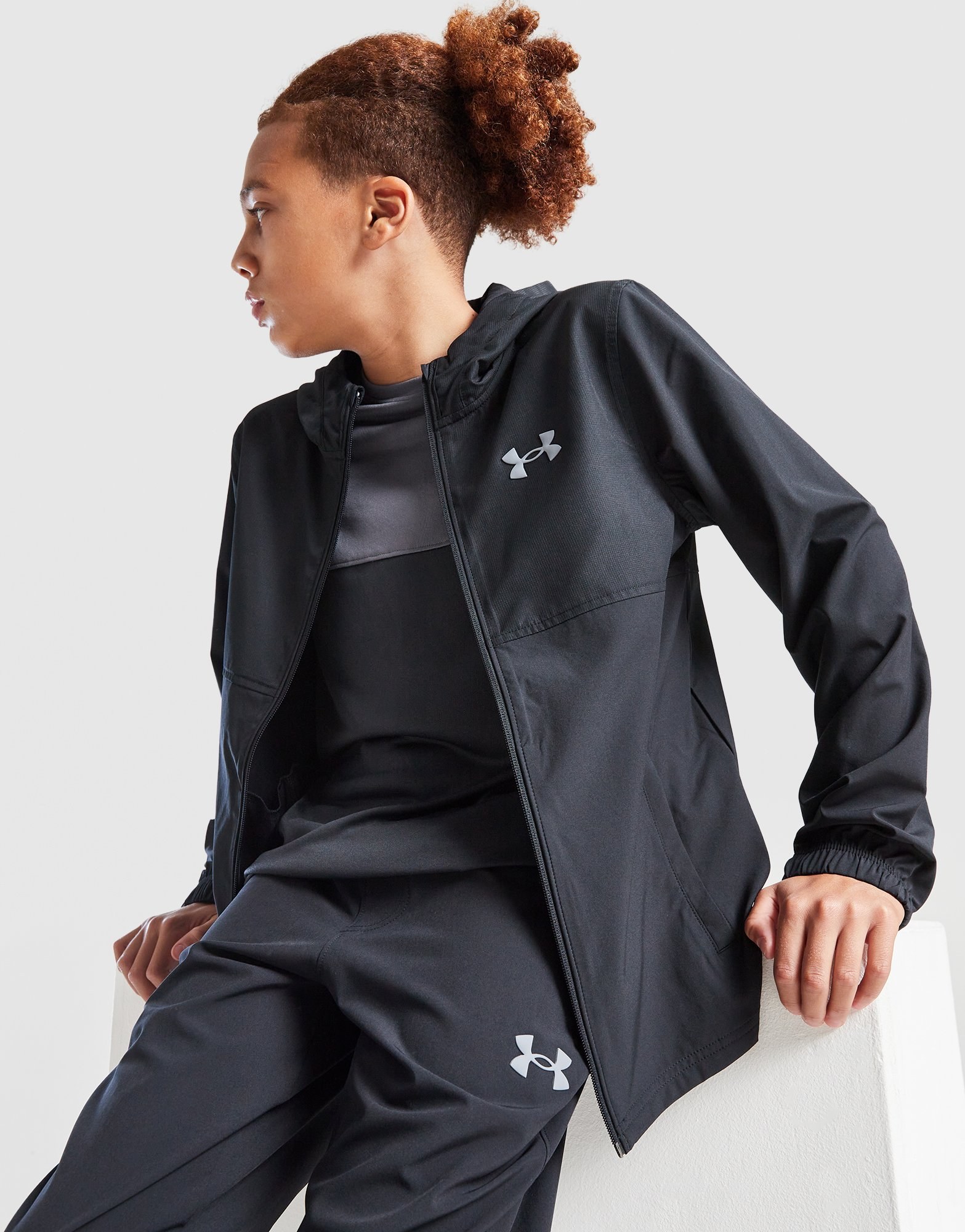 Under Armour Wordmark Woven Hooded Jacke Kinder