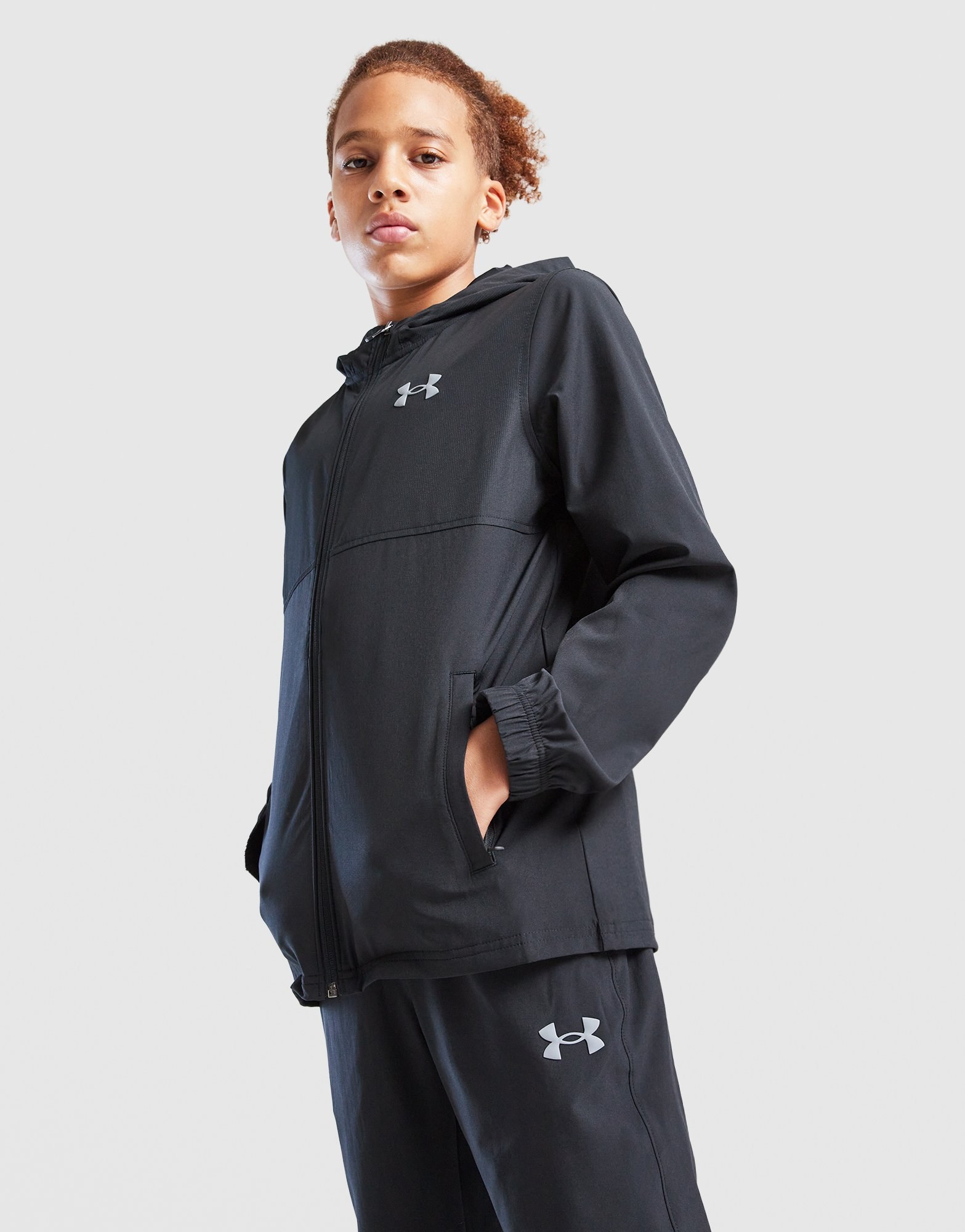Under Armour Wordmark Woven Hooded Jacke Kinder