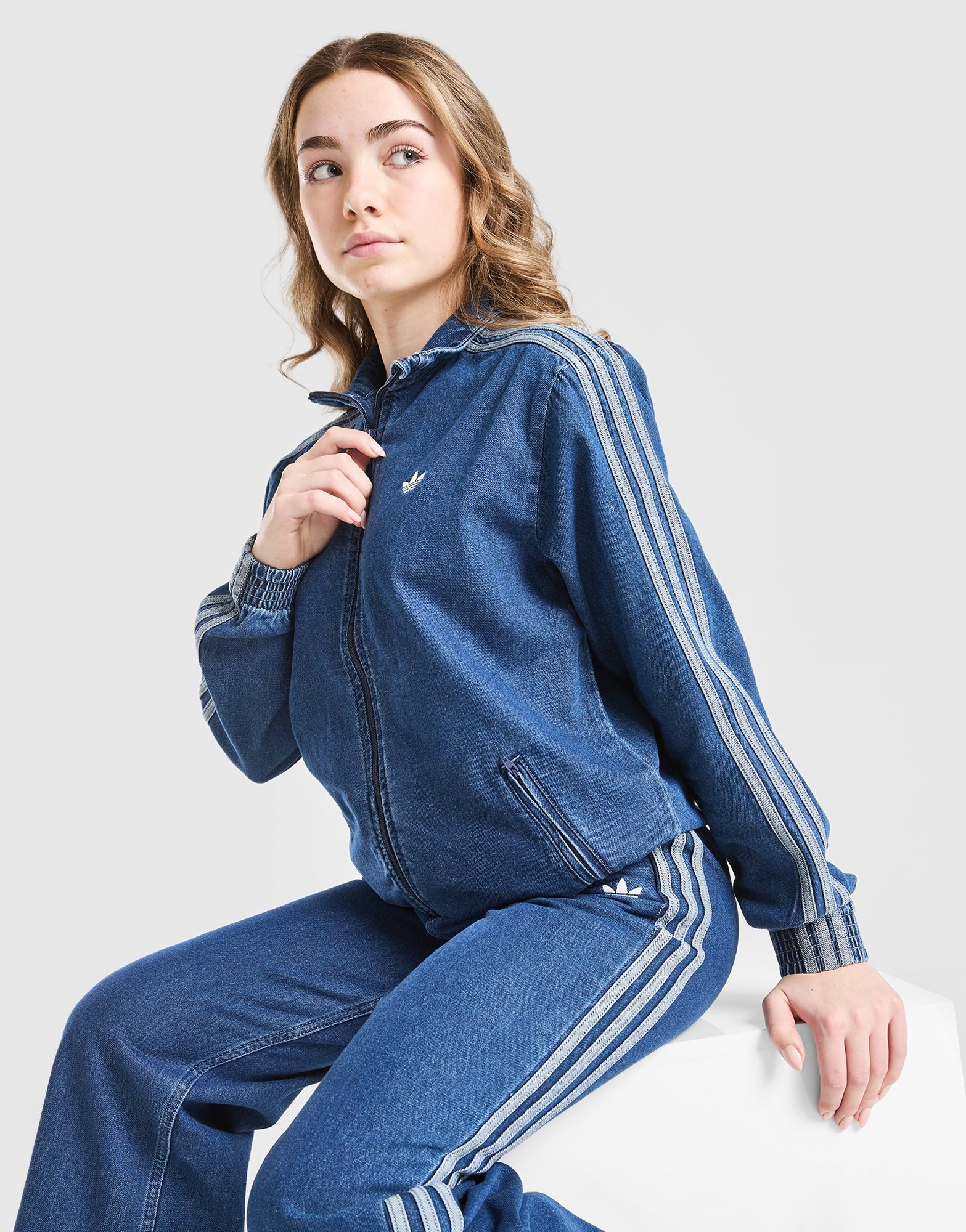 adidas Originals Girls' Firebird Denim Track Top Junior