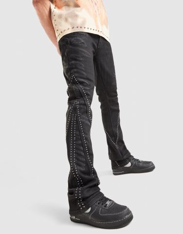 Smoke Rise Stack Flare Studded Jeans