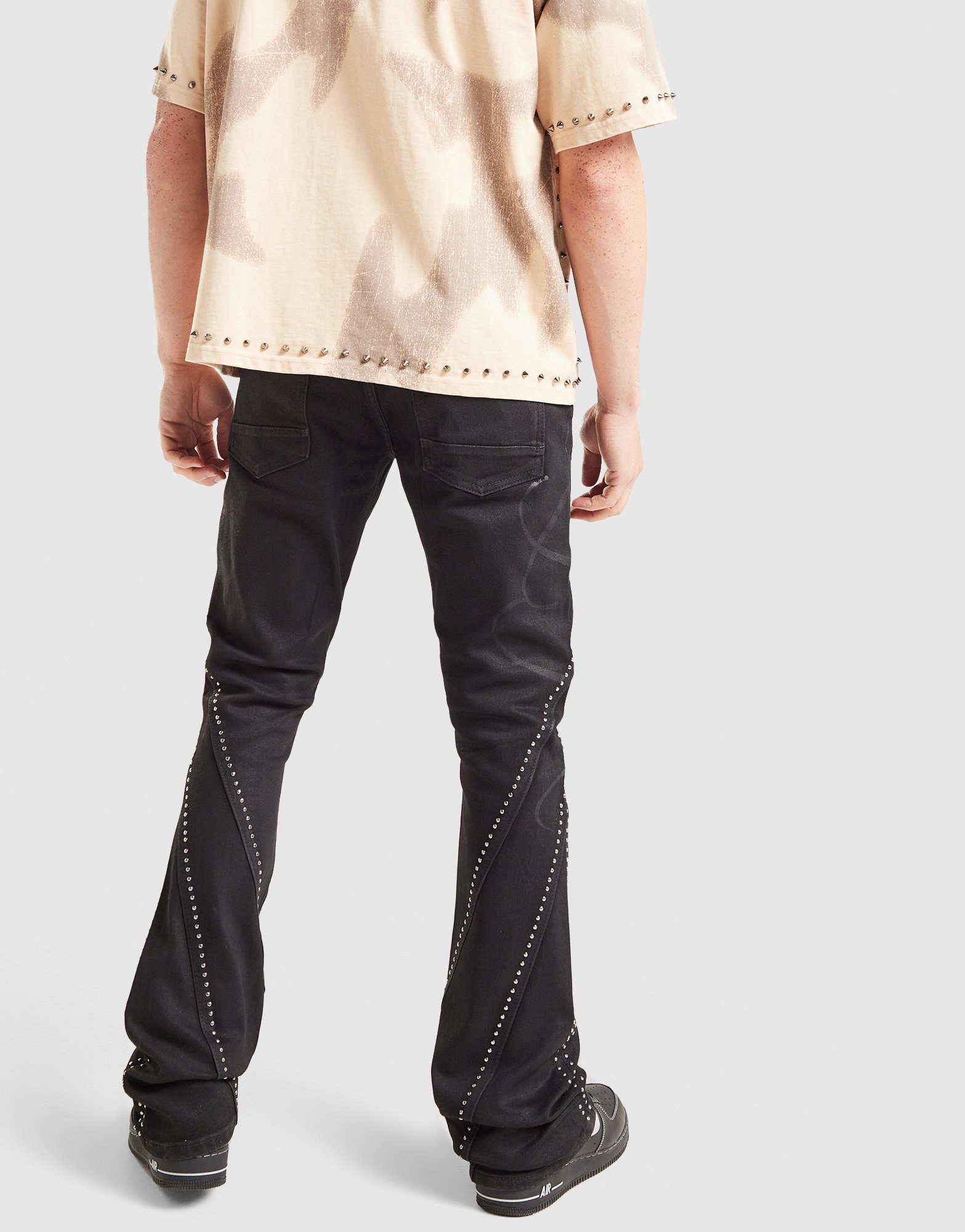 Smoke Rise Stack Flare Studded Jeans