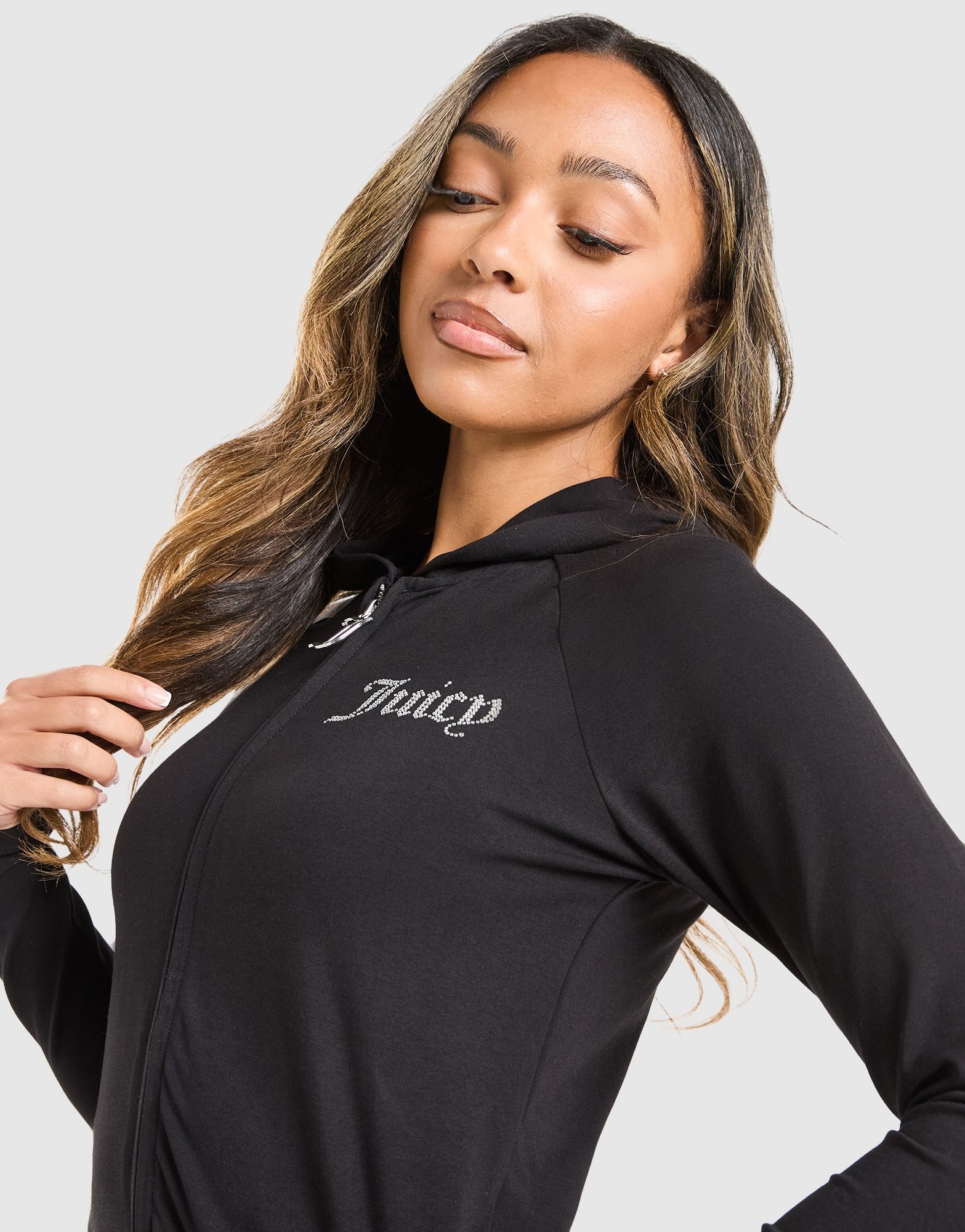 JUICY COUTURE Logo Jersey Full Zip Hoodie