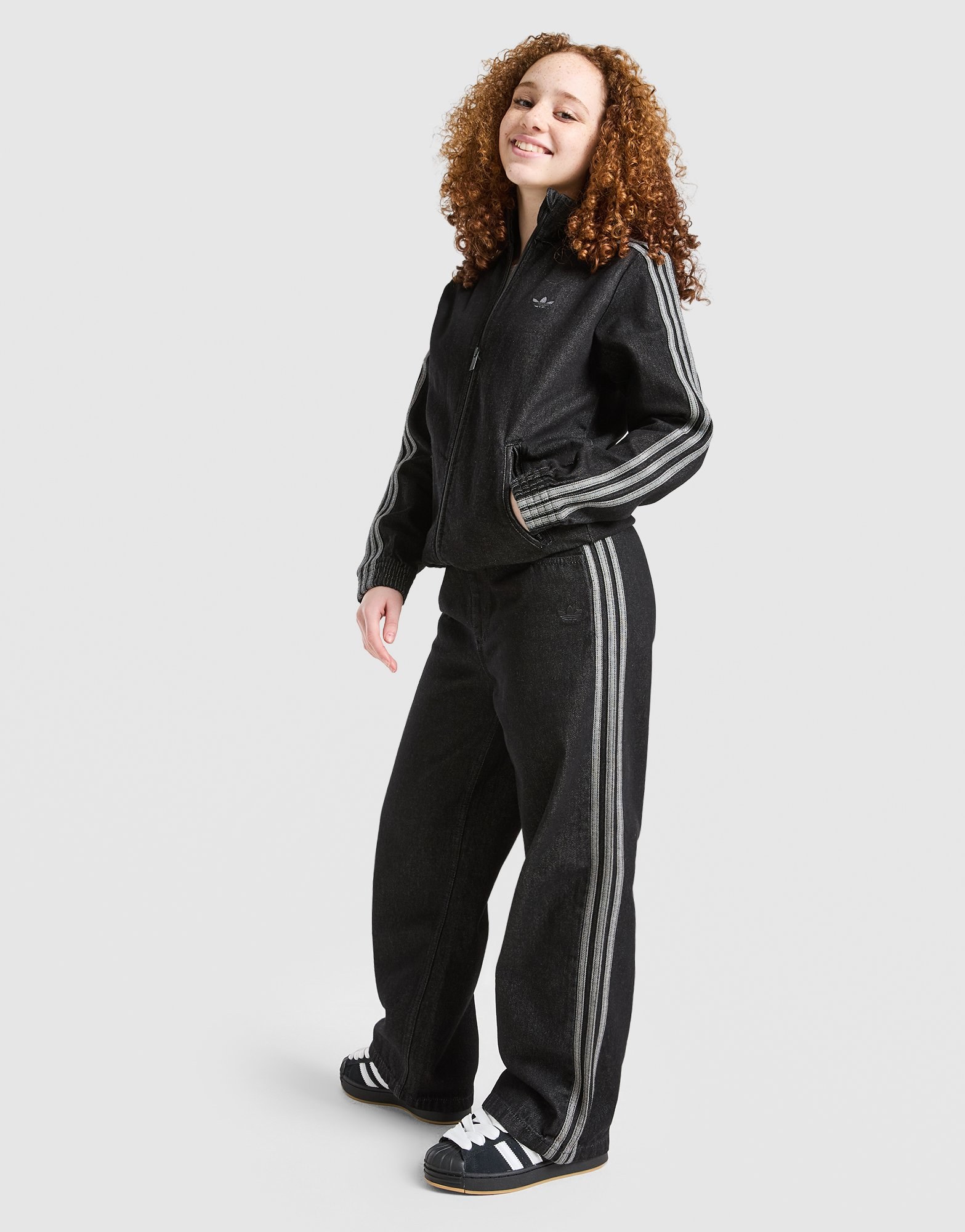 adidas Originals Girls' Denim Firebird Track Top Junior
