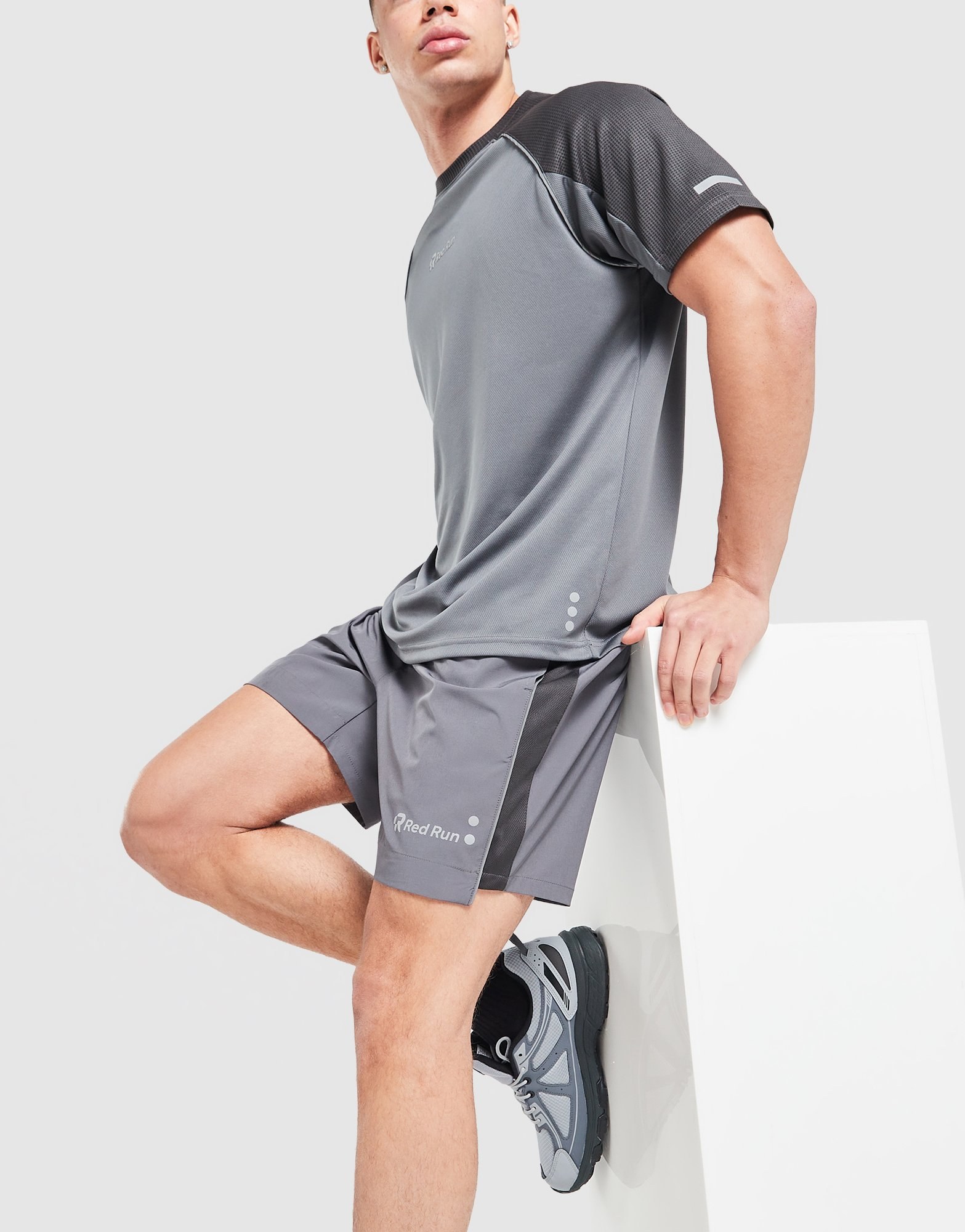 Miscellaneous Titanium Charcoal Panelled Sports Shorts