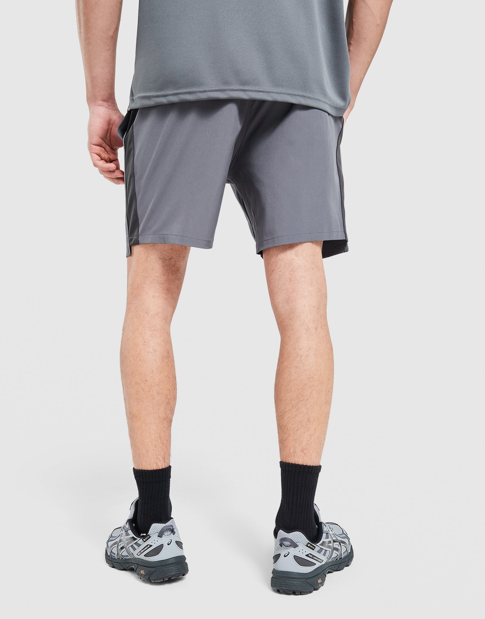 Miscellaneous Titanium Charcoal Panelled Sports Shorts