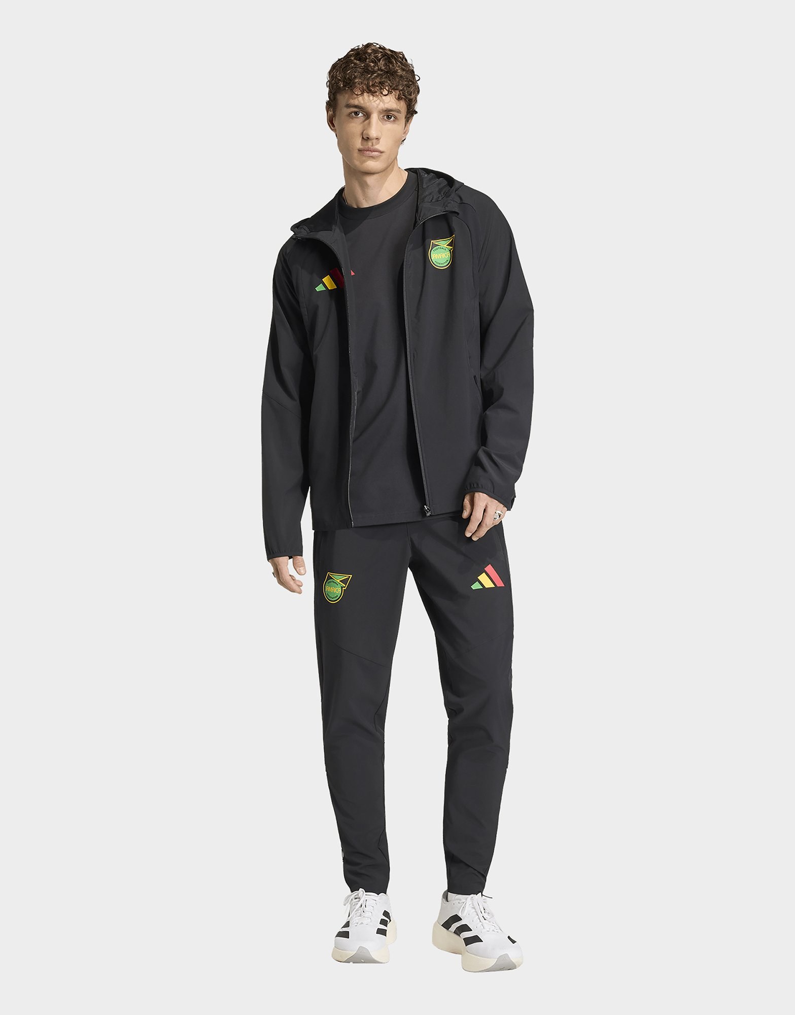 adidas Jamaica x Bob Marley Tiro Travel Windbreaker, durchgehender Reißverschluss