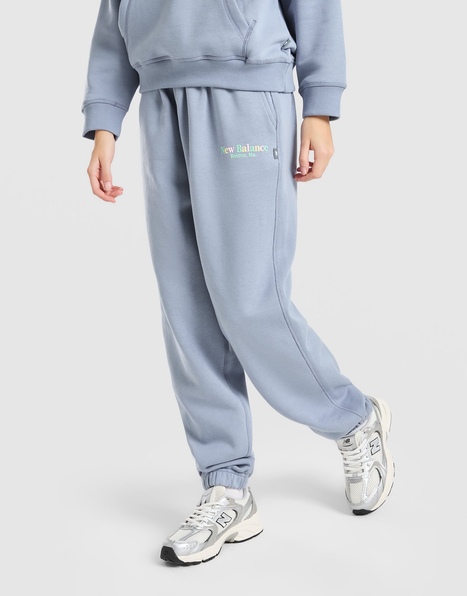 New Balance Girls' Tonal Logo Cuffed Joggers Junior