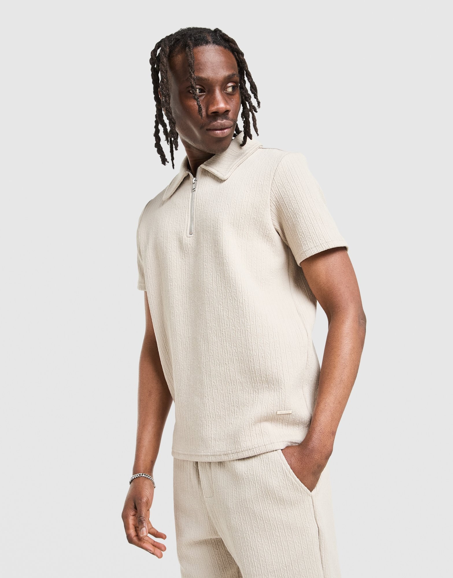 Belier Textured Zip Polo Shirt