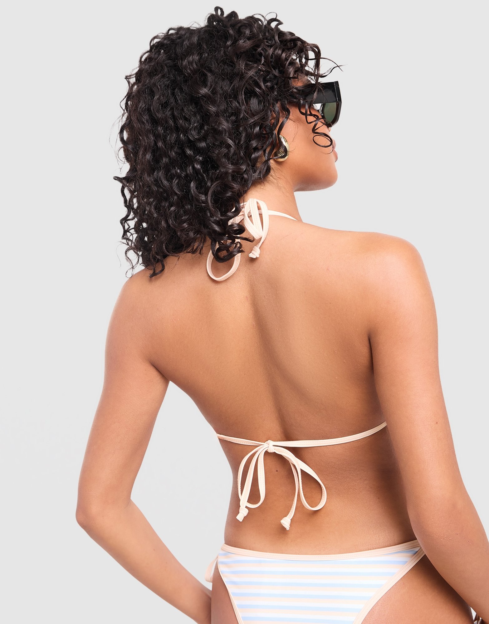 Unlike Humans Stripe Triangle Bikini Top