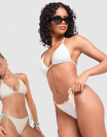 Unlike Humans Stripe Triangle Bikini Bottoms