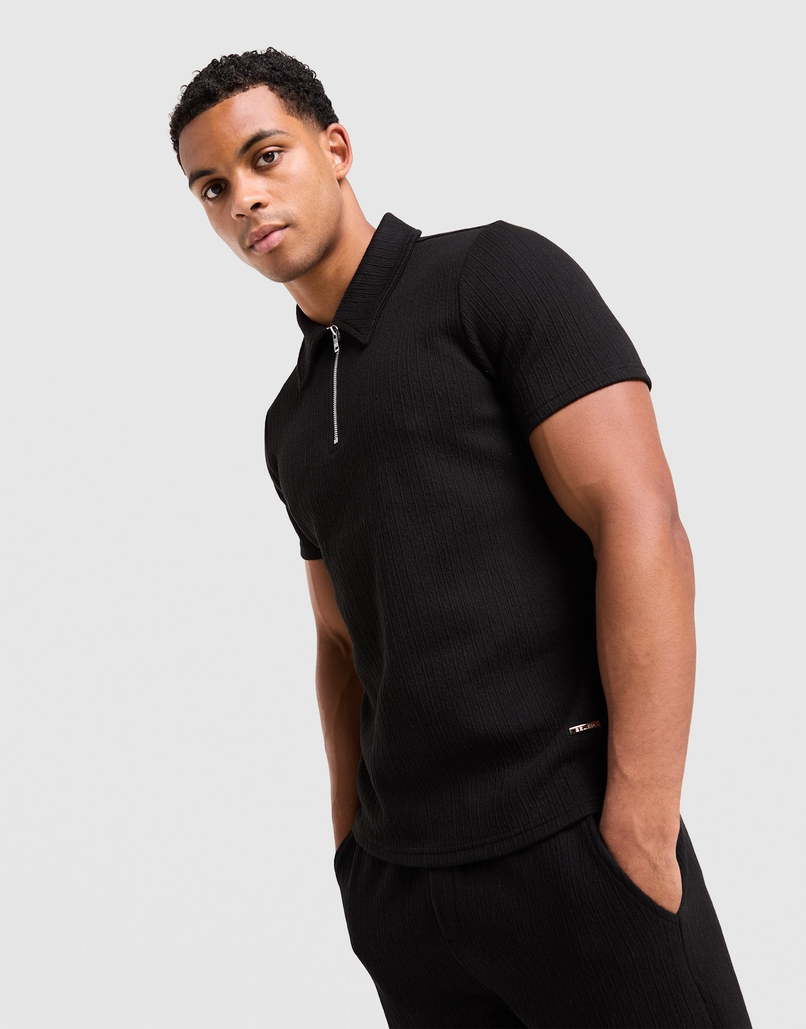 Belier Textured Zip Polo Shirt