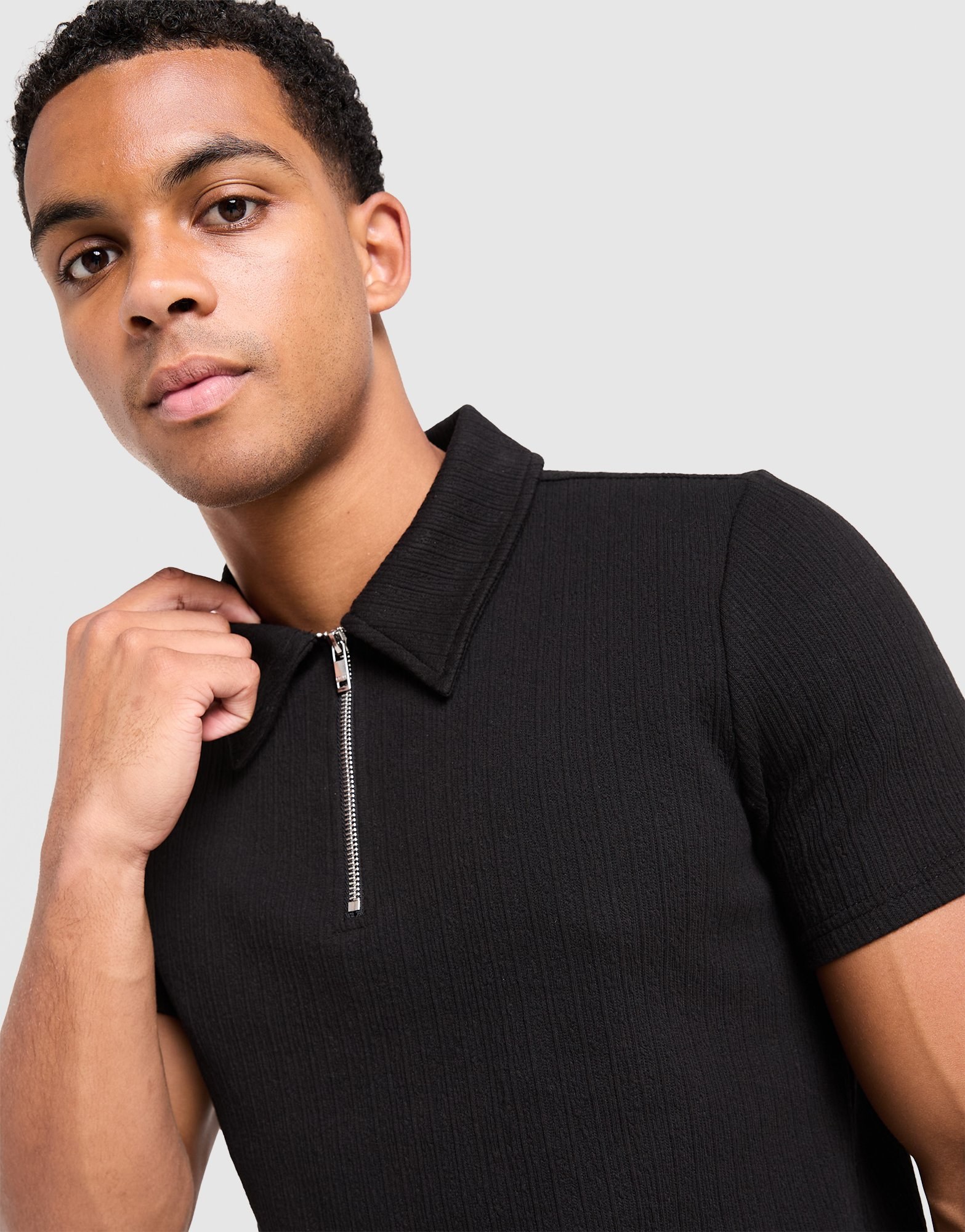 Belier Textured Zip Polo Shirt