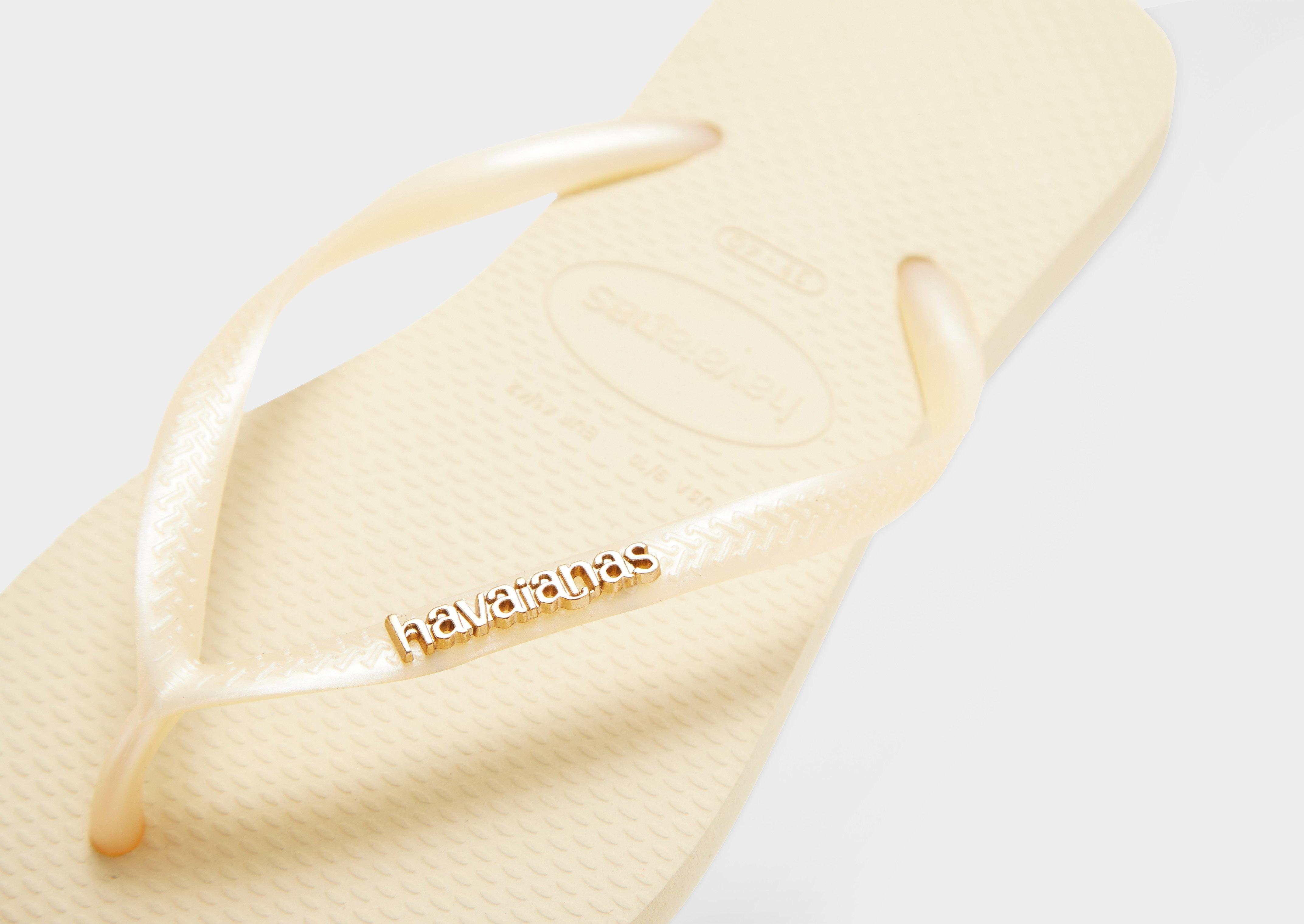 Havaianas Slim Square Logo Metallic Flip Flops Women's