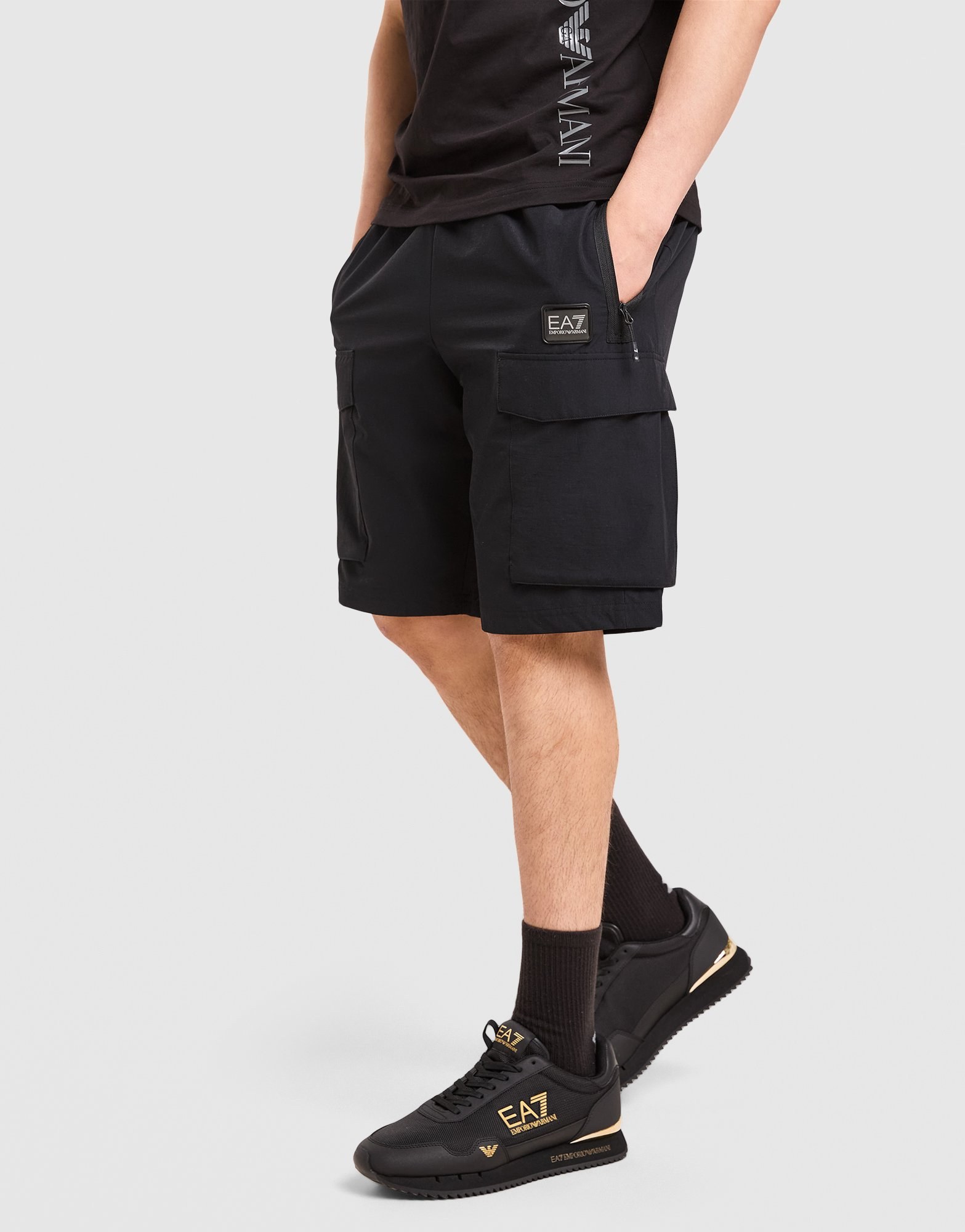 EA7 Emporio Armani Badge Woven Cargo Shorts