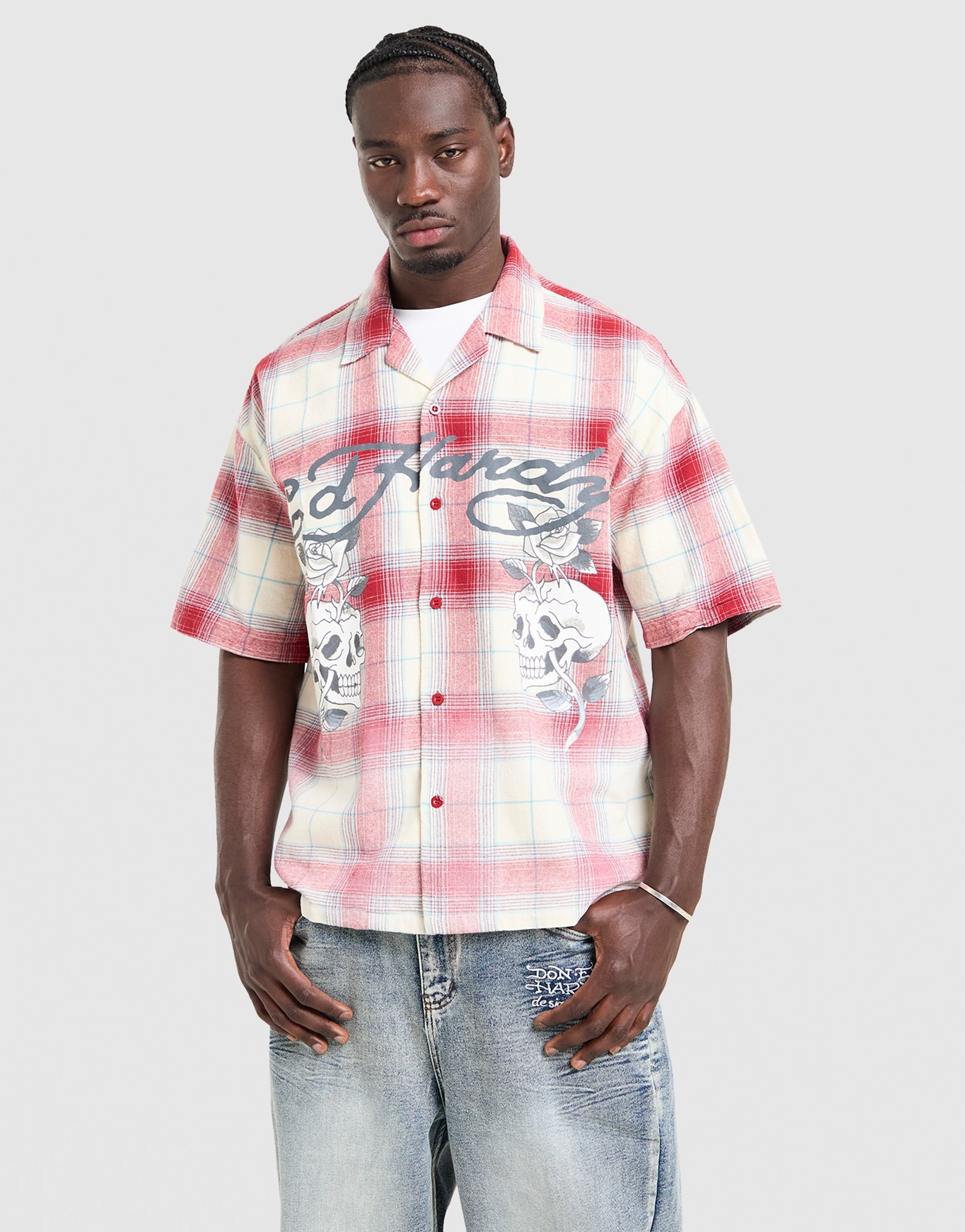 Ed Hardy Checked Skull Shirt