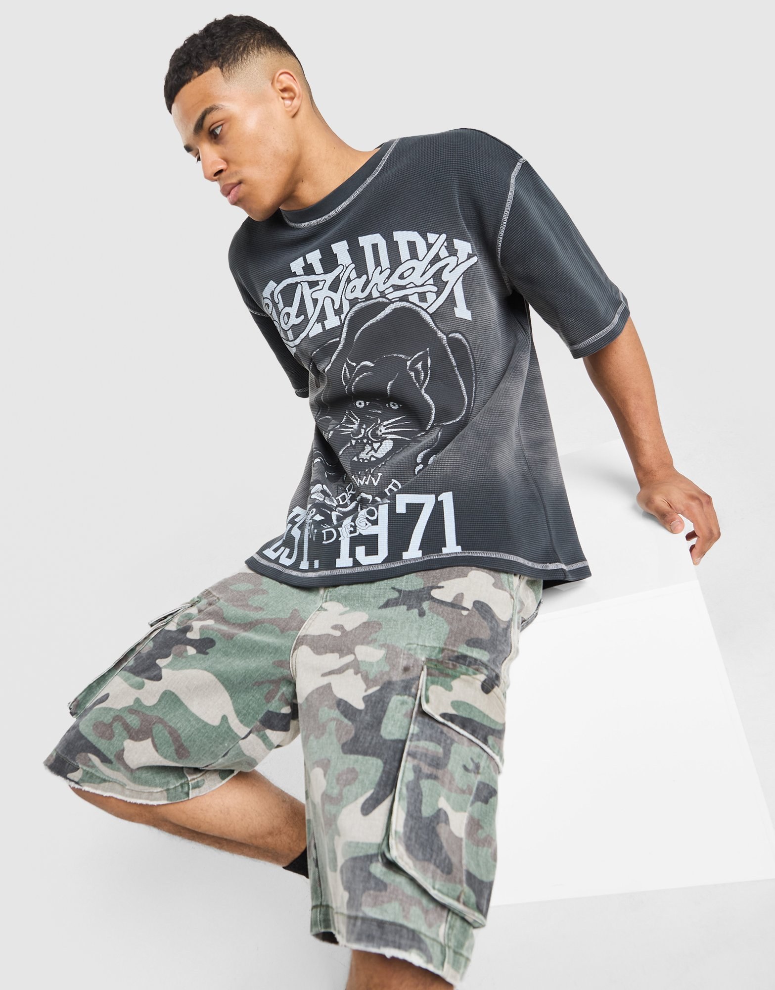 Ed Hardy Waffle Panther T-Shirt