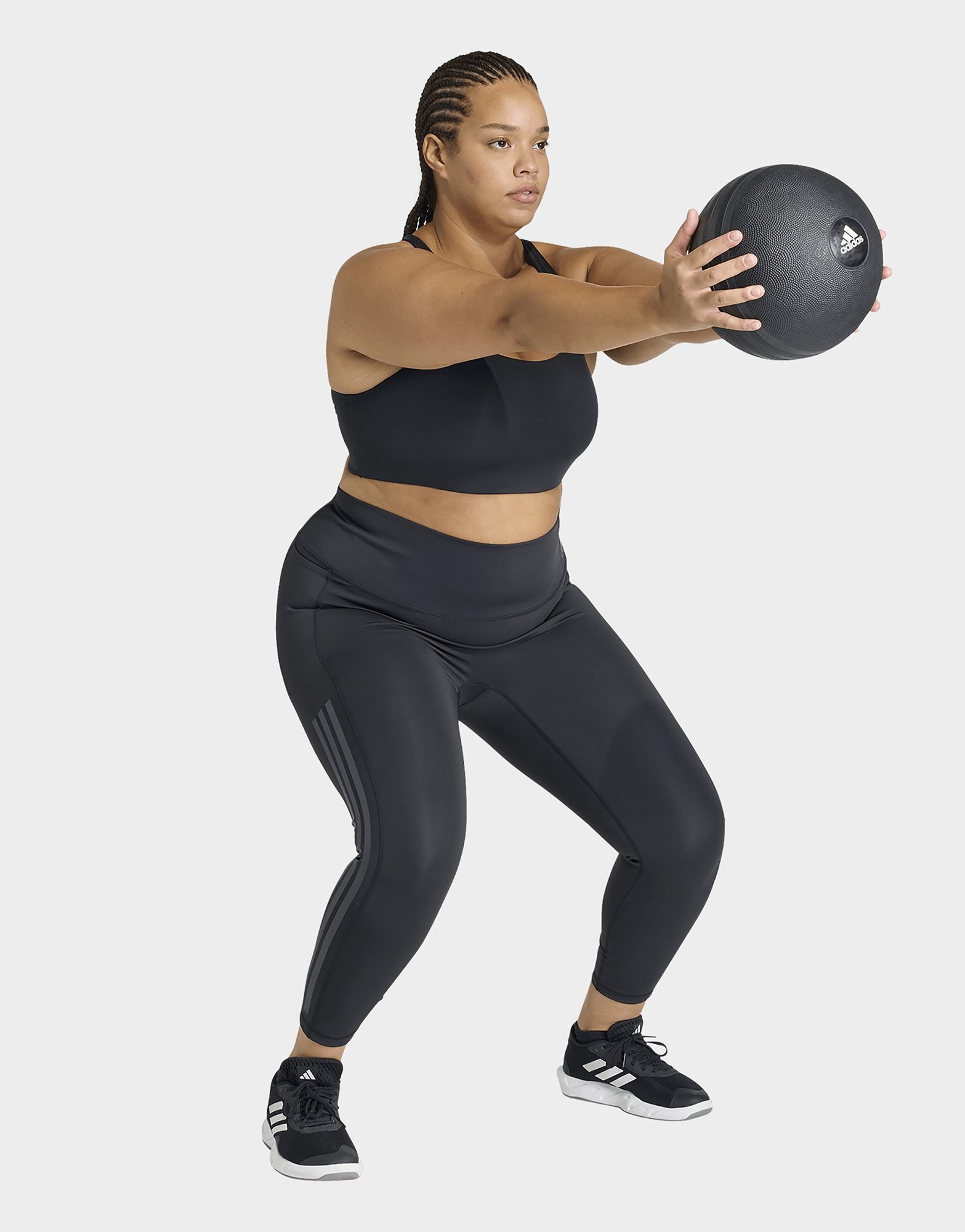adidas Optime Workout 3-streifen Bh, Mittlere Belastung (große Größe)