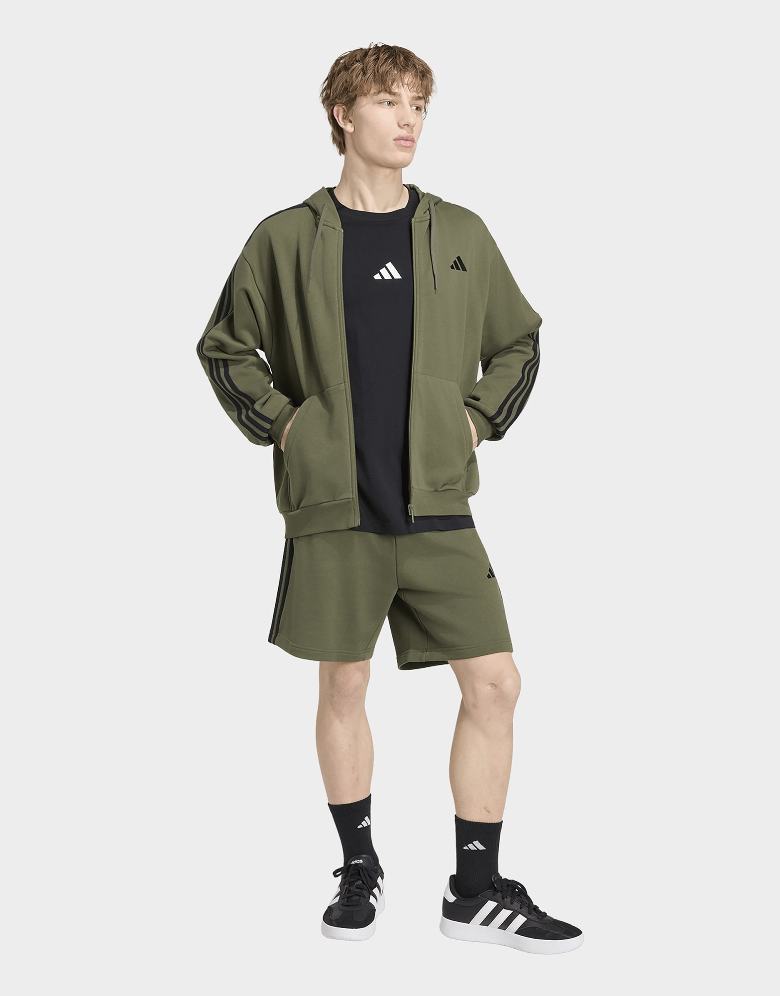 adidas Essentials 3-Streifen French Terry Kapuzenjacke