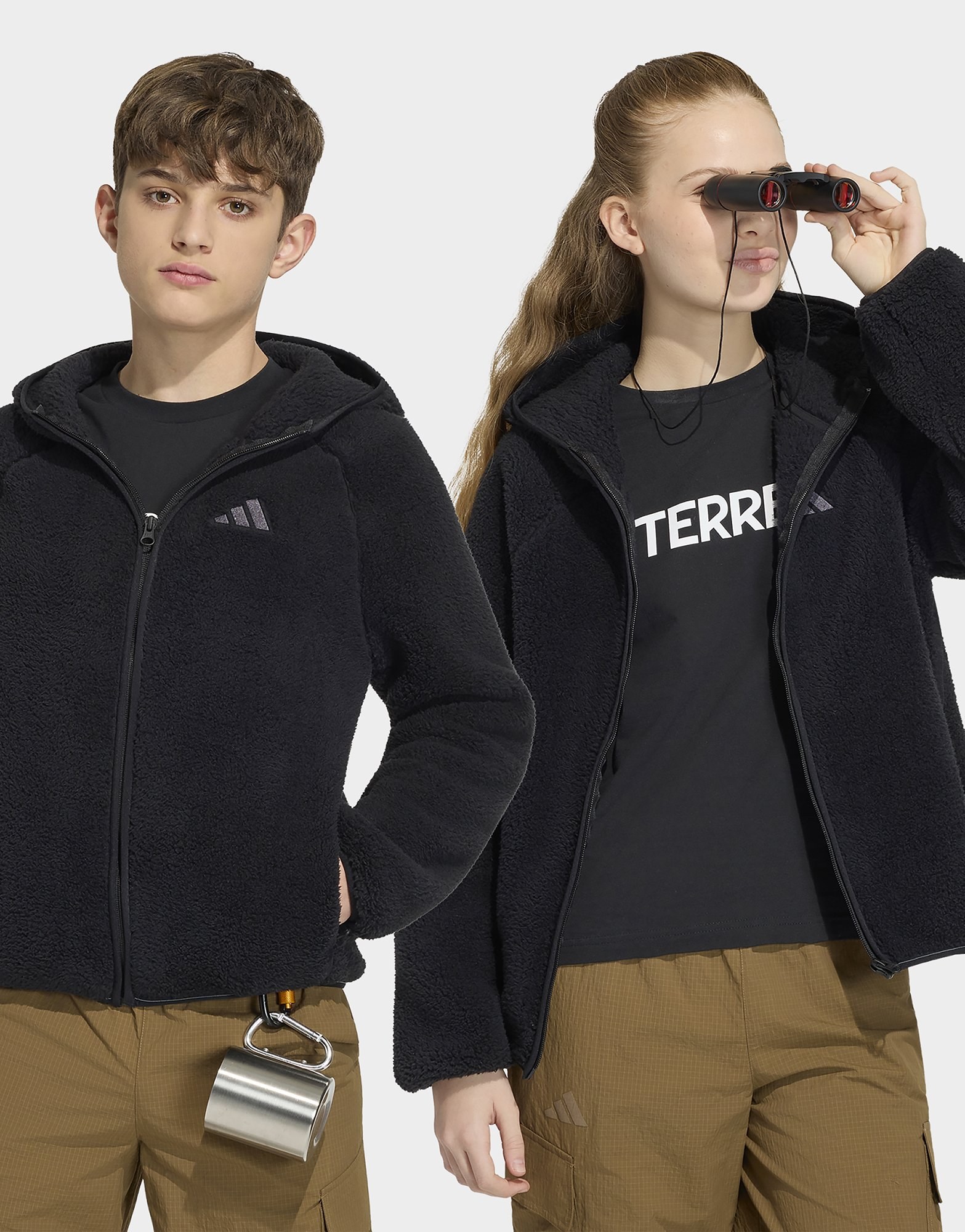 adidas Terrex Xploric Kids Fleecejacke, Kapuze, Durchgehender Reißverschluss