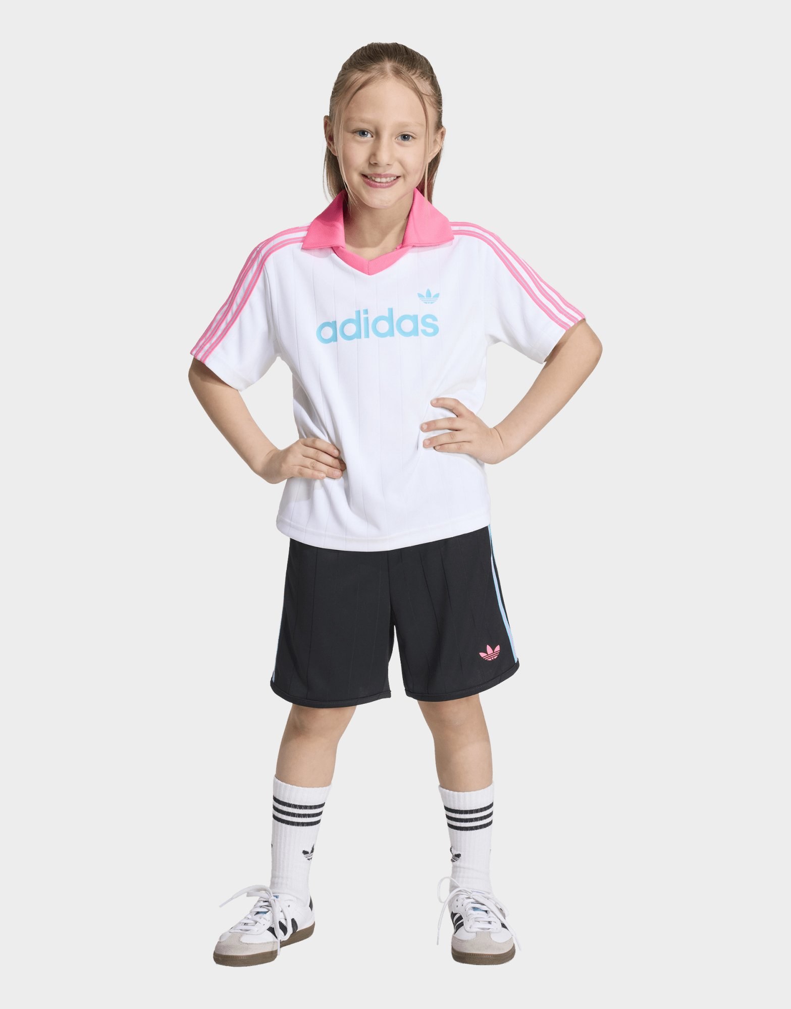 adidas Poloshirt Und Shorts Set, Locker Geschnitten, Nadelstreifen