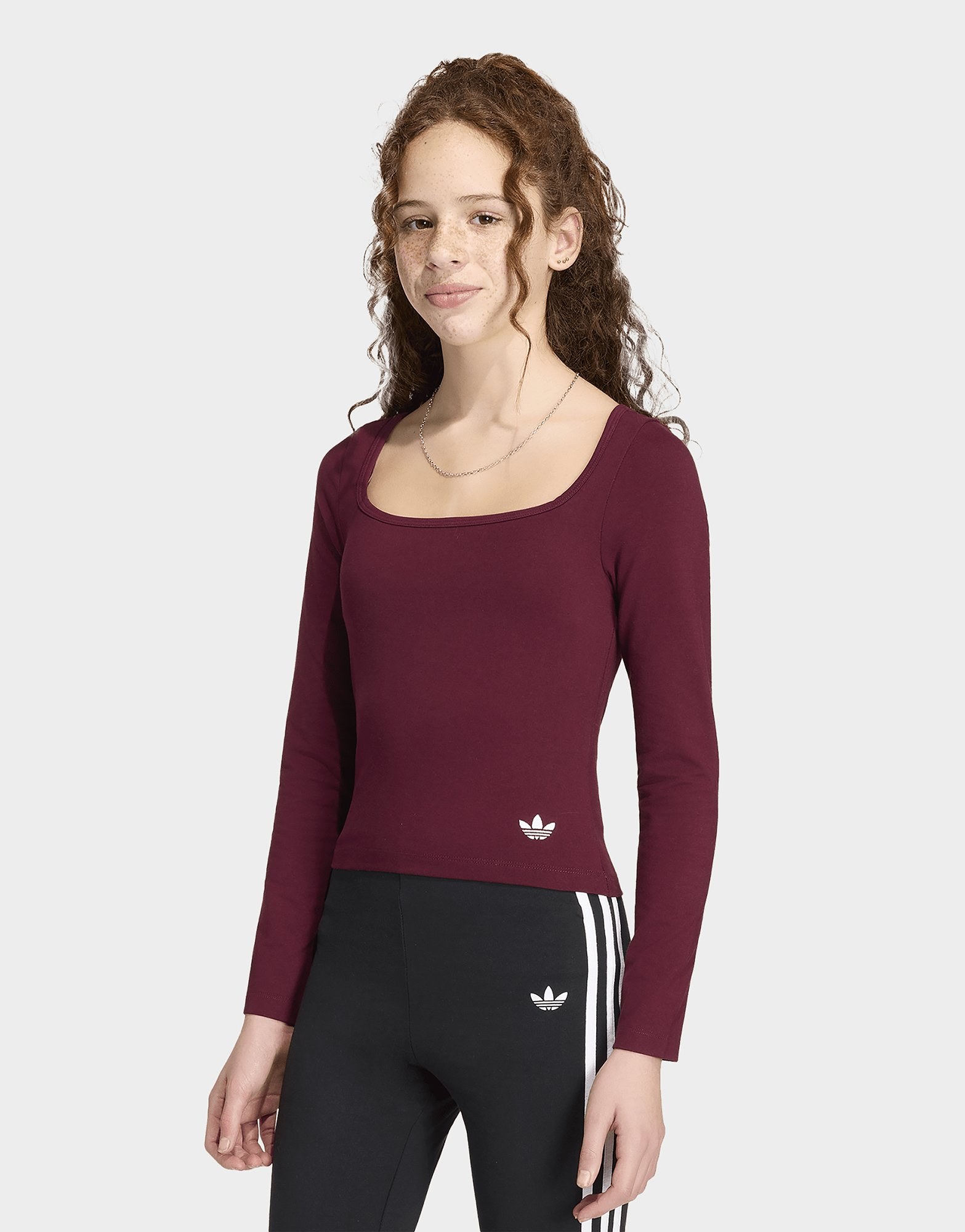 adidas T-shirt, Schmal Geschnitten, Eckiger Ausschnitt, Langärmlig