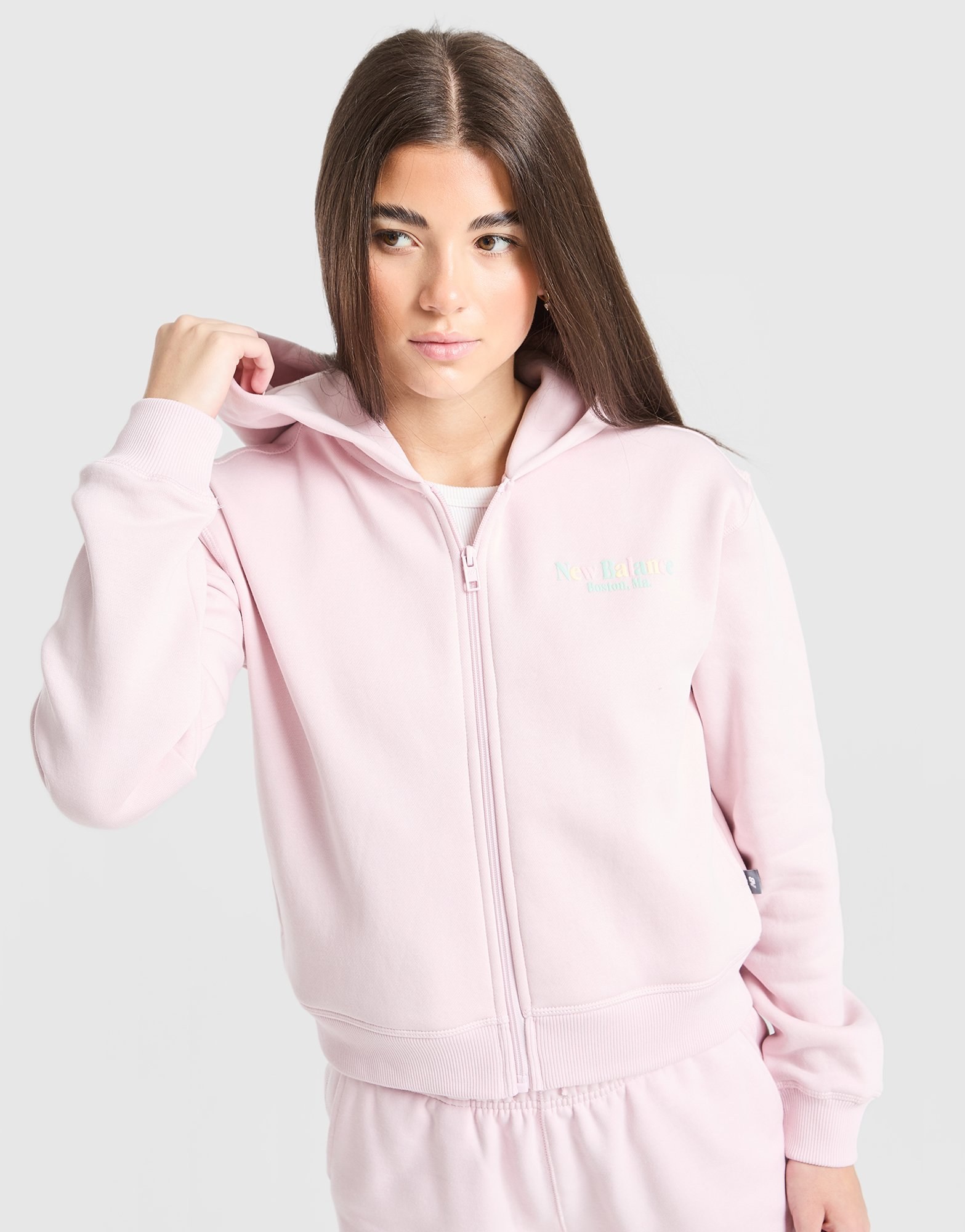 New Balance Girls' Tones Cropped Full Zip Hoodie Junior
