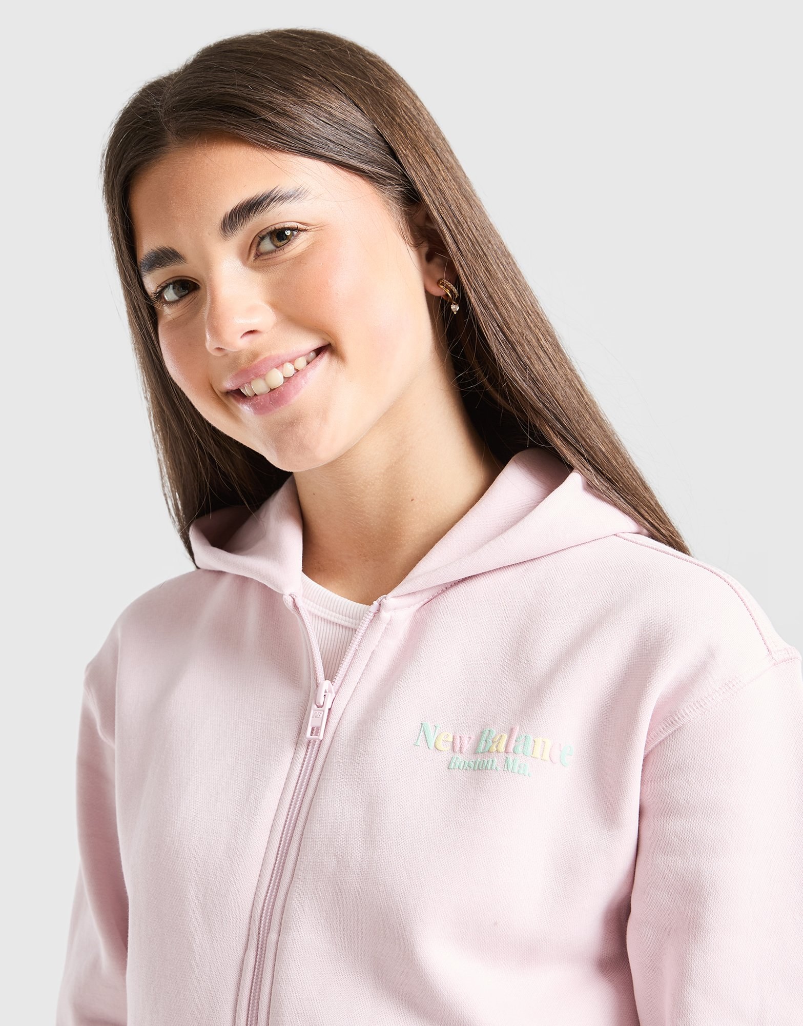 New Balance Girls' Tones Cropped Full Zip Hoodie Junior