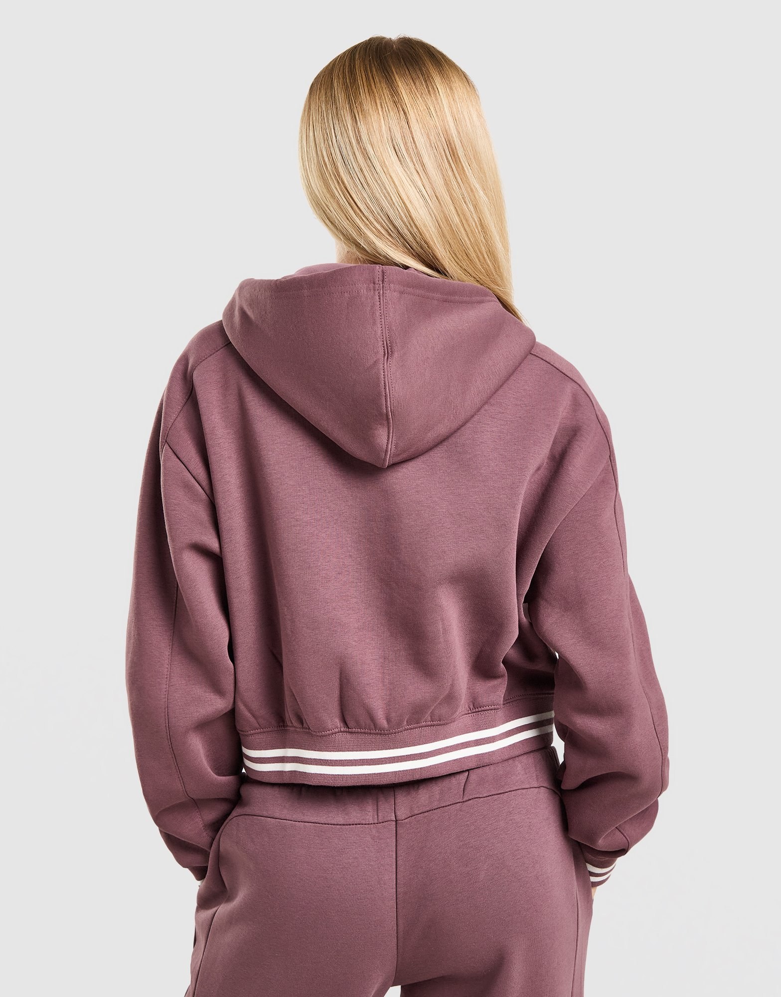 New Balance Cropped Ribbed Full-Zip Hoodie