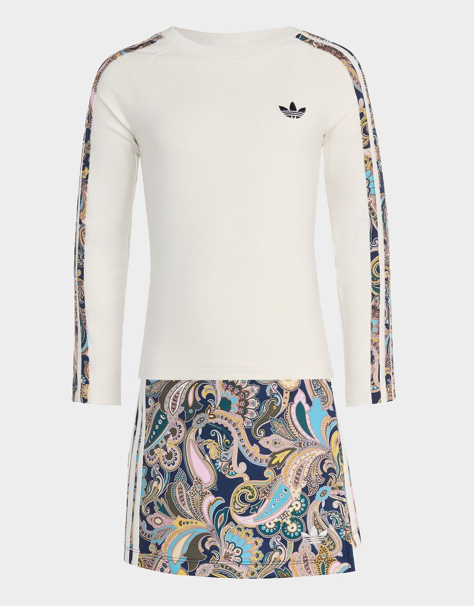 adidas Liberty London Set 3-Streifen Top, langärmlig, figurbetont / Skort, Wickeloptik
