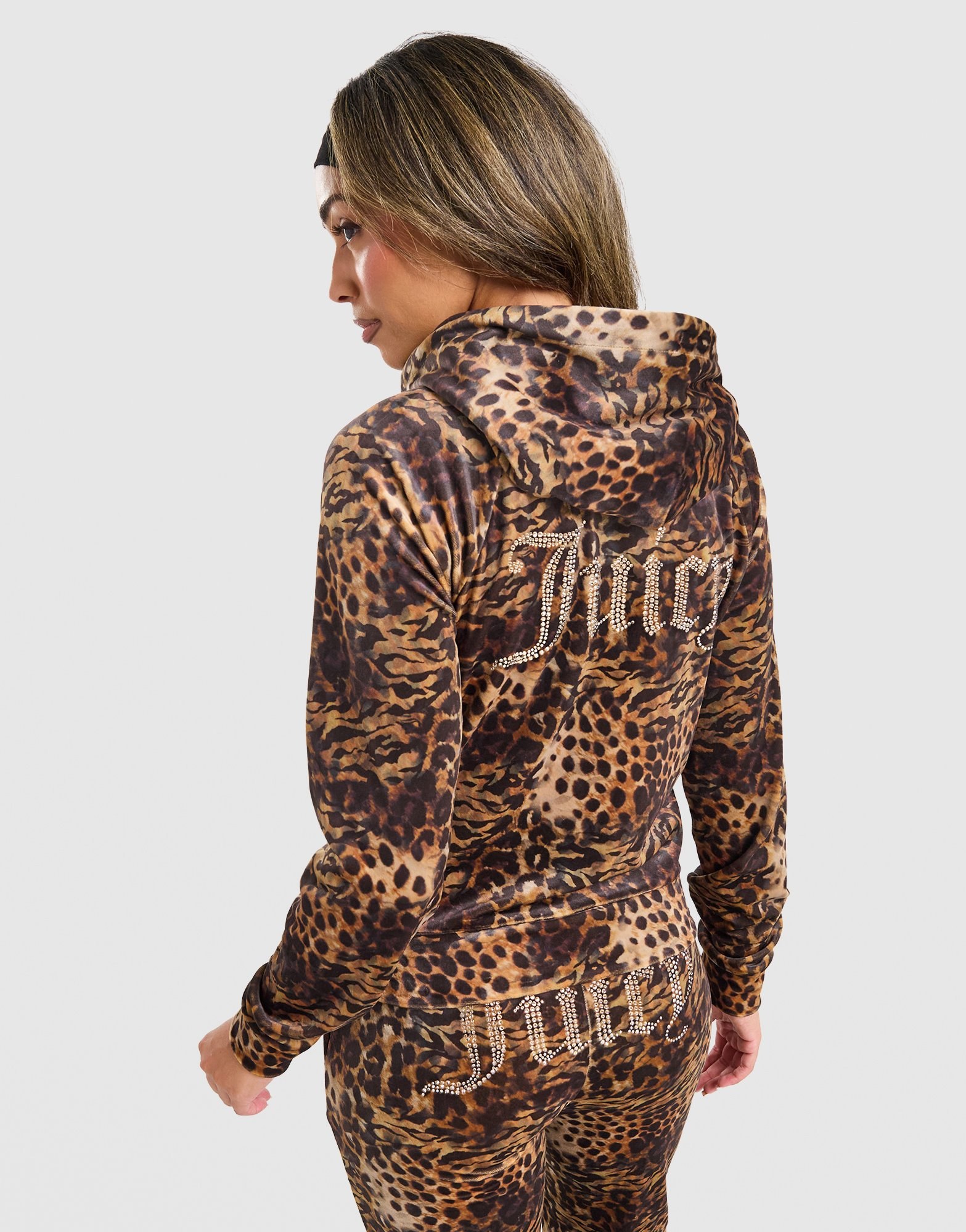 JUICY COUTURE Diamante Leopard Full-Zip Hoodie