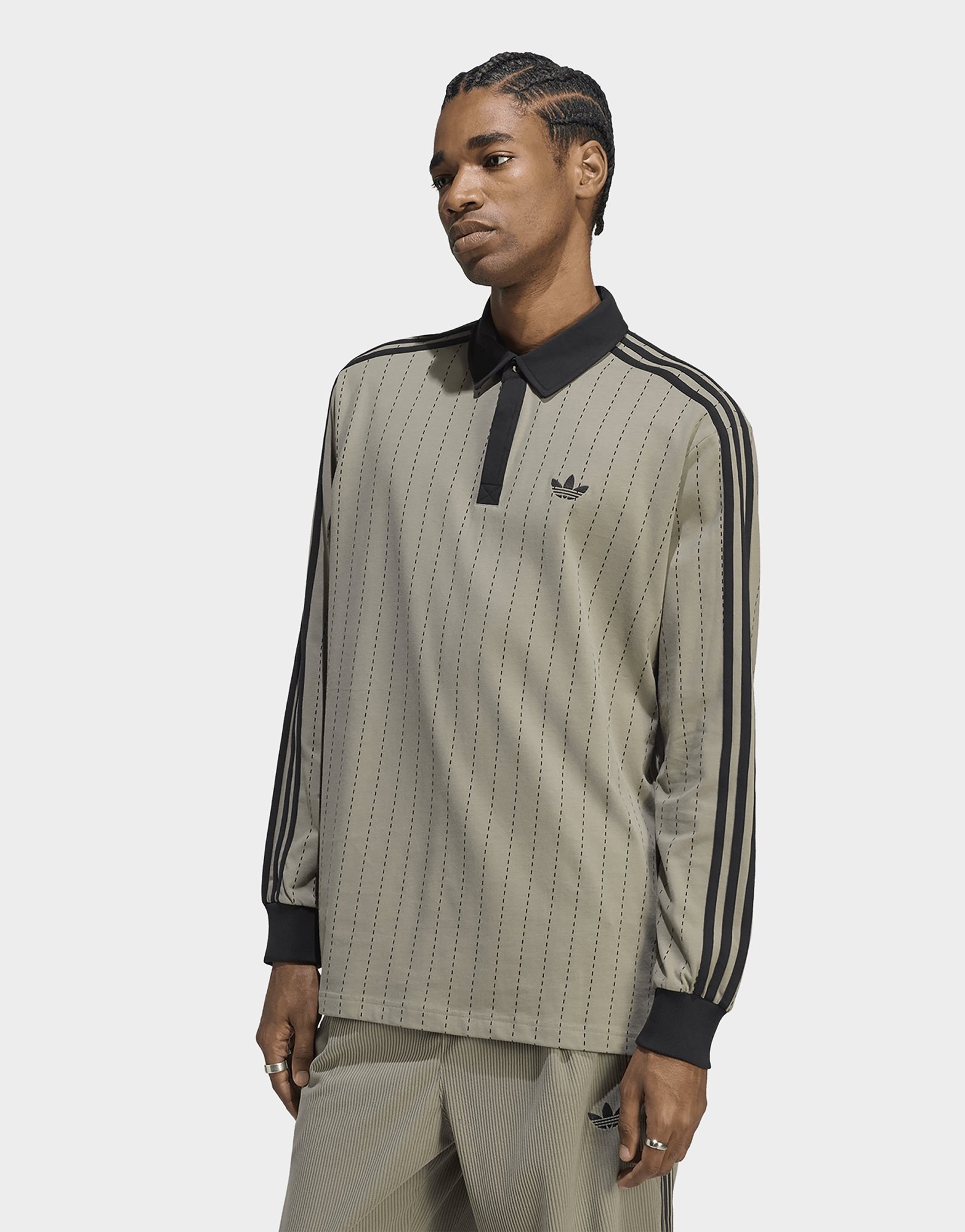 adidas Poloshirt, Nadelstreifen, Langärmelig
