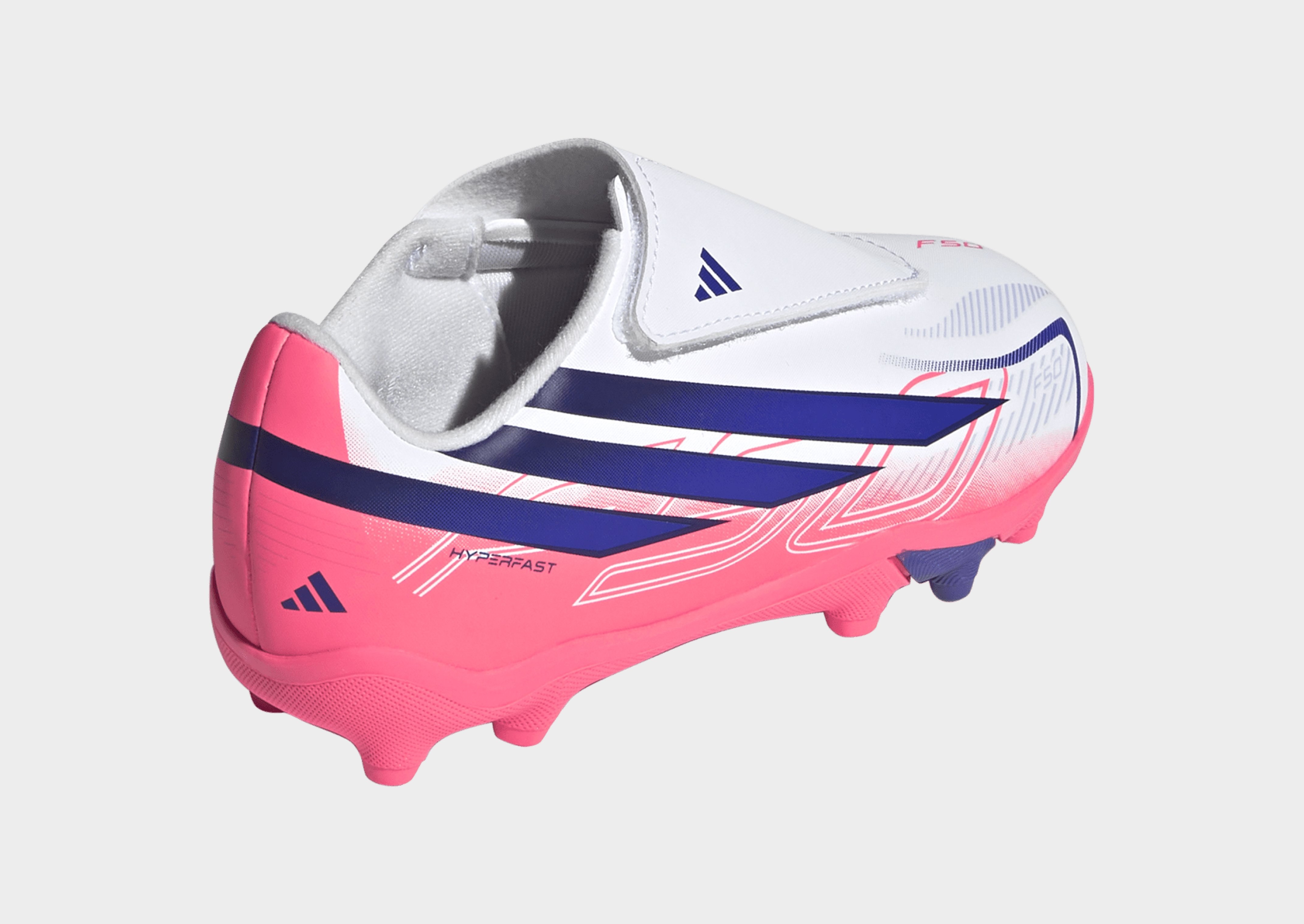 adidas F50 Hyperfast Club Kids Fußballschuh, Naturrasen/Gemischte Böden, Klettverschluss