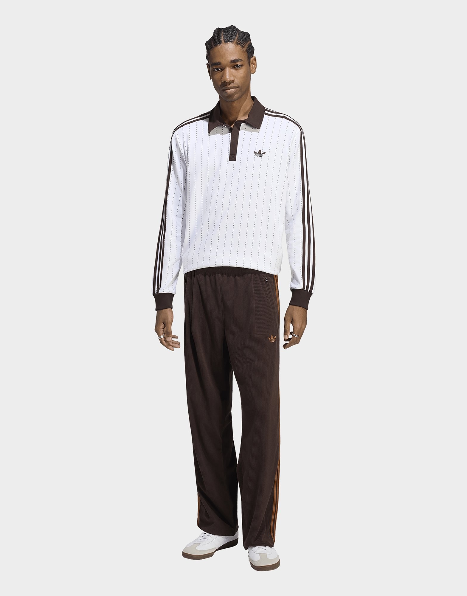 adidas Poloshirt, Nadelstreifen, Langärmelig