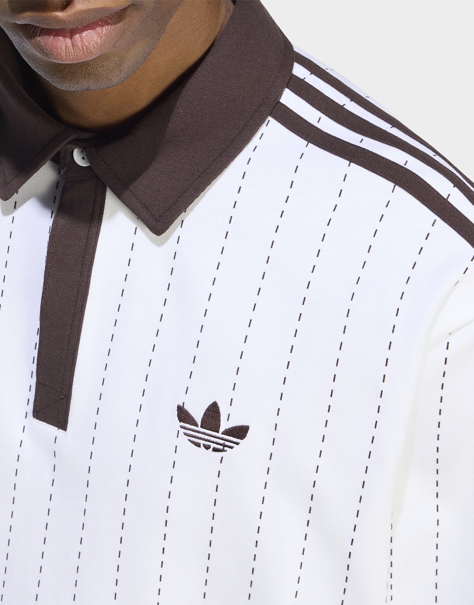 adidas Poloshirt, Nadelstreifen, Langärmelig