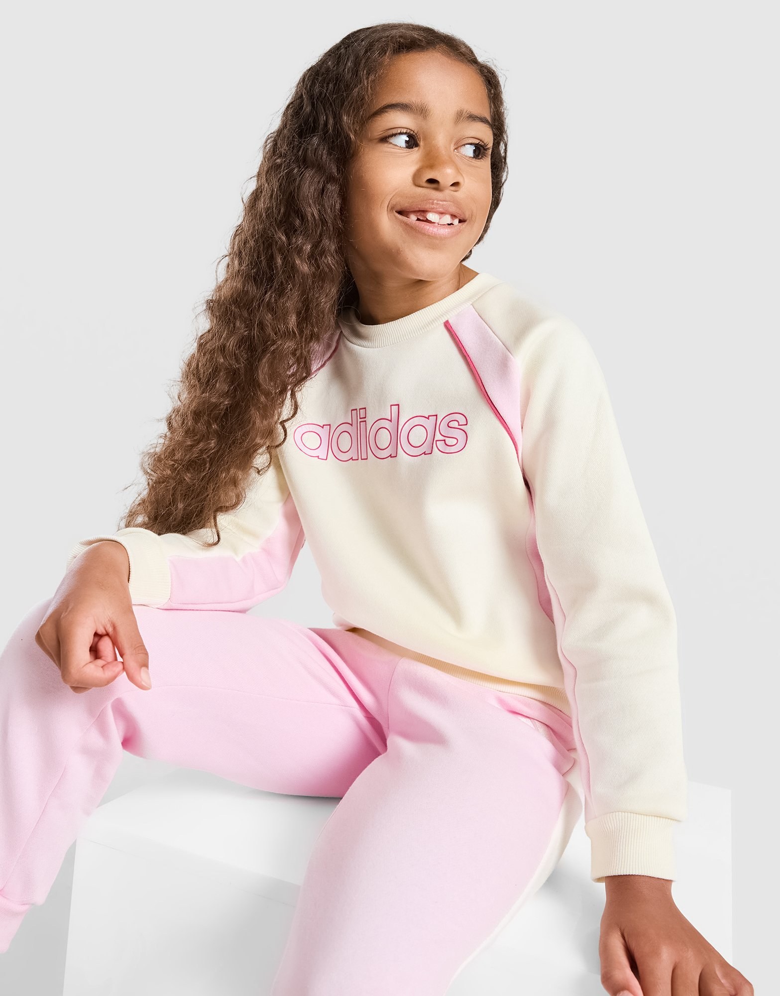 adidas Girls' Linear Colour Block Sweatshirt Kleinkinder