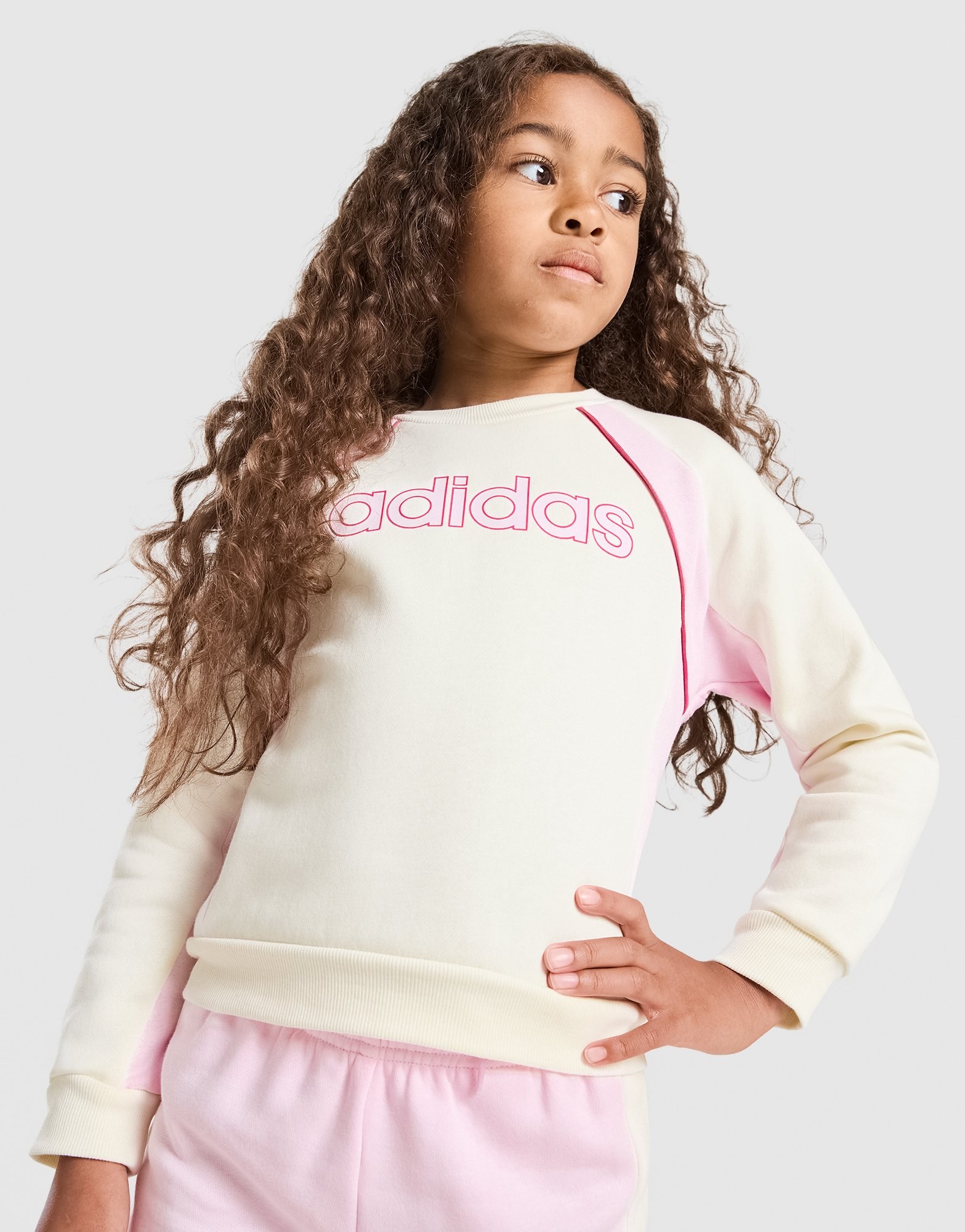 adidas Girls' Linear Colour Block Sweatshirt Kleinkinder