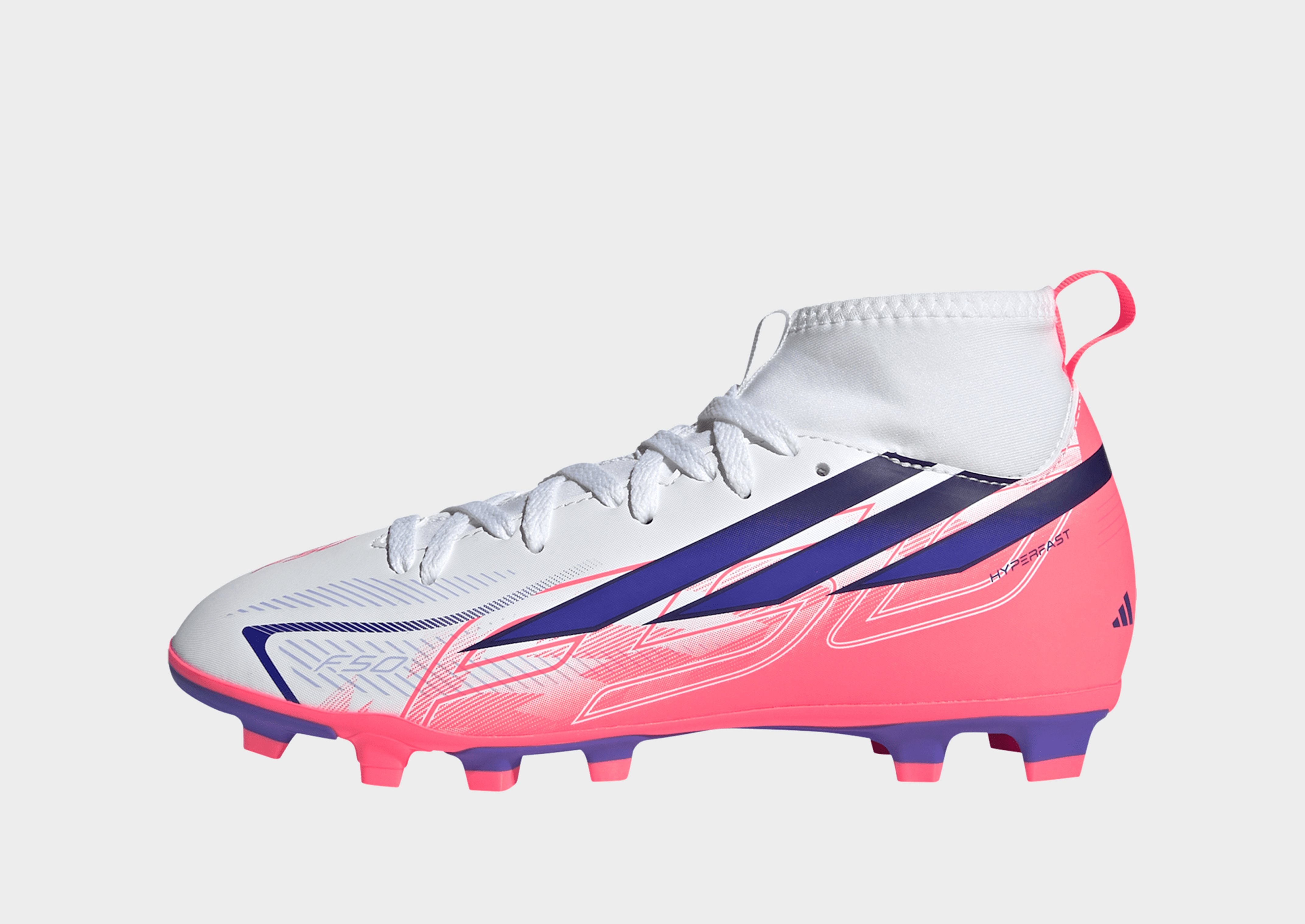 adidas F50 Hyperfast Club Kids Fußballschuh, feste Böden/gemischte Böden, halbhoch geschnitten