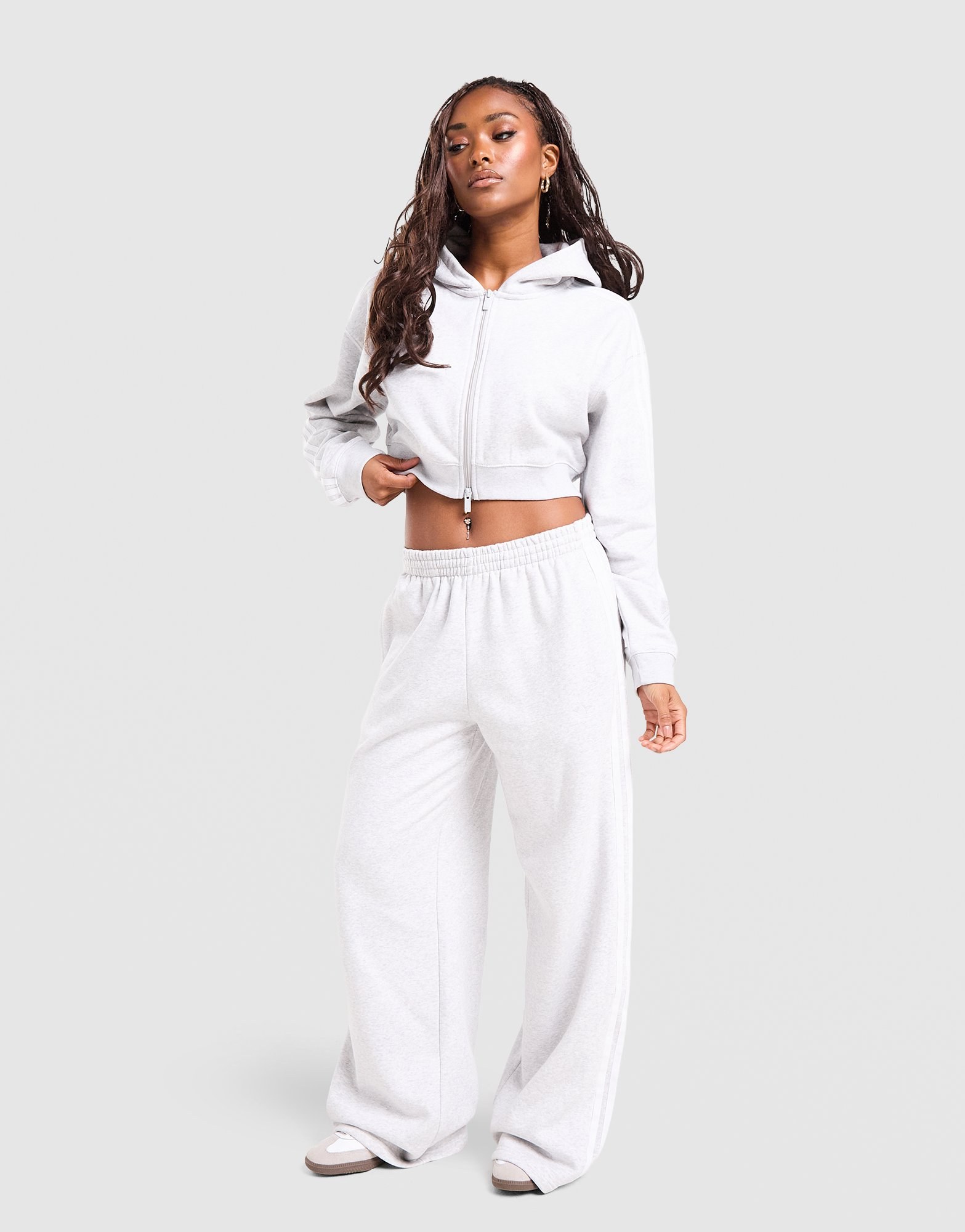adidas Originals 3-Stripes Cropped Full Zip Hoodie