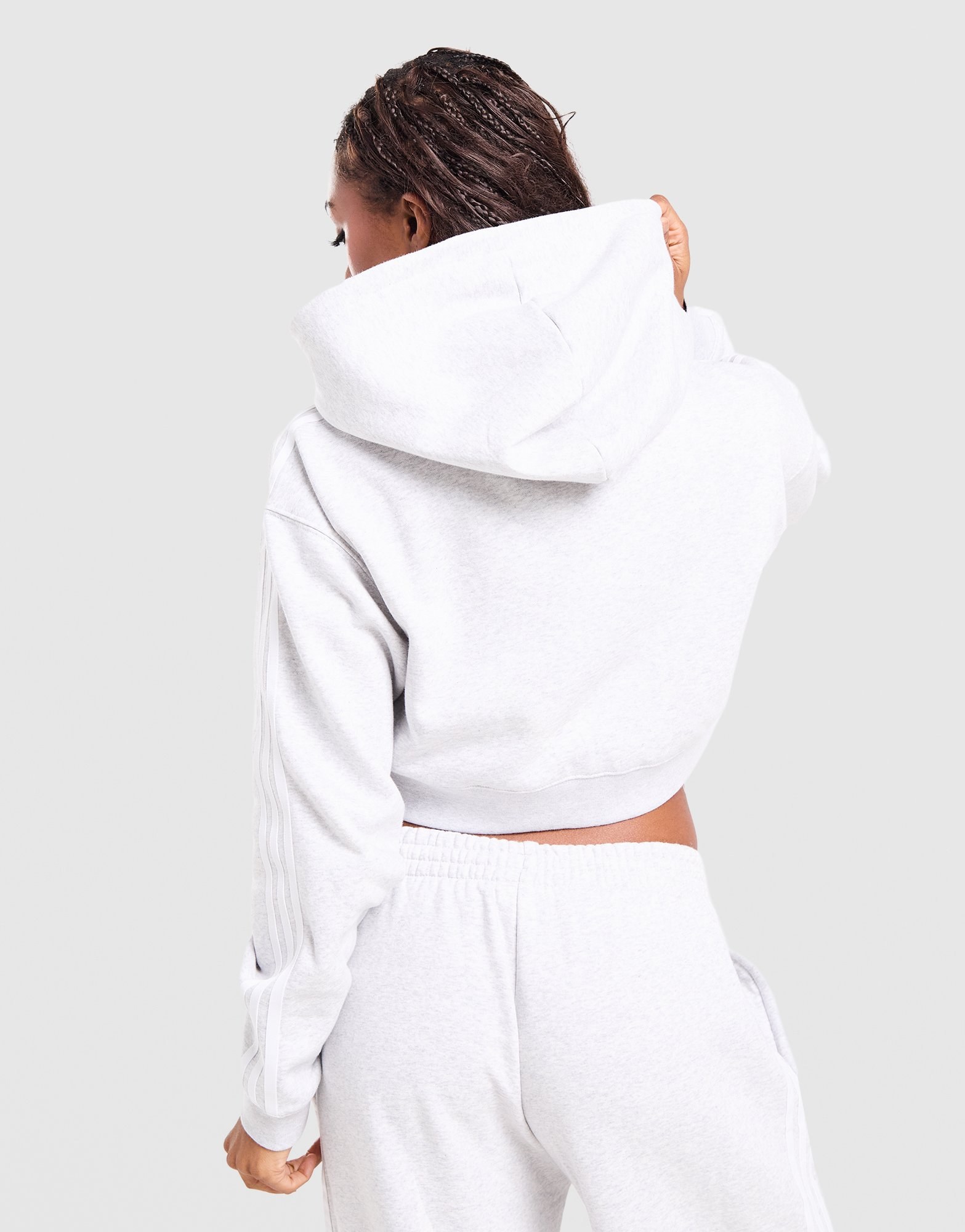 adidas Originals 3-Stripes Cropped Full Zip Hoodie
