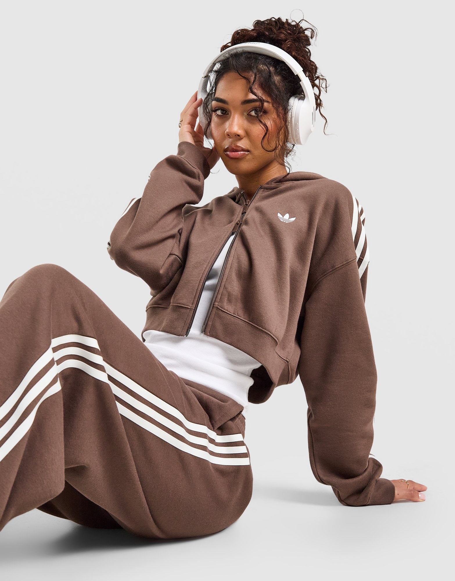 adidas Originals 3-Stripes Cropped Full Zip Hoodie