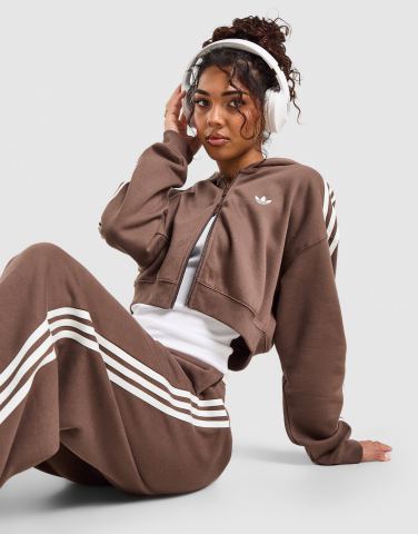 adidas Originals 3-Stripes Cropped Full Zip Hoodie