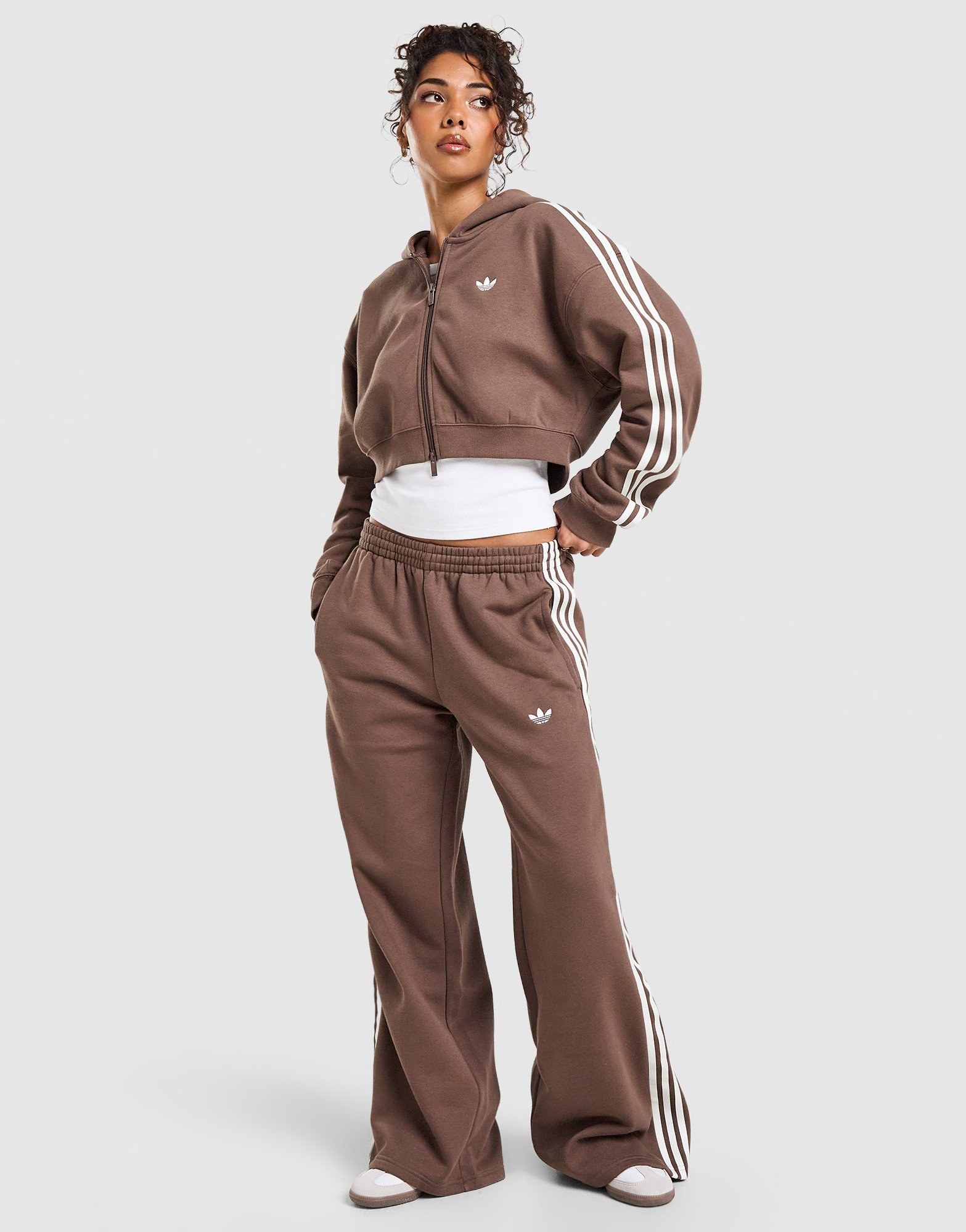 adidas Originals 3-Stripes Cropped Full Zip Hoodie